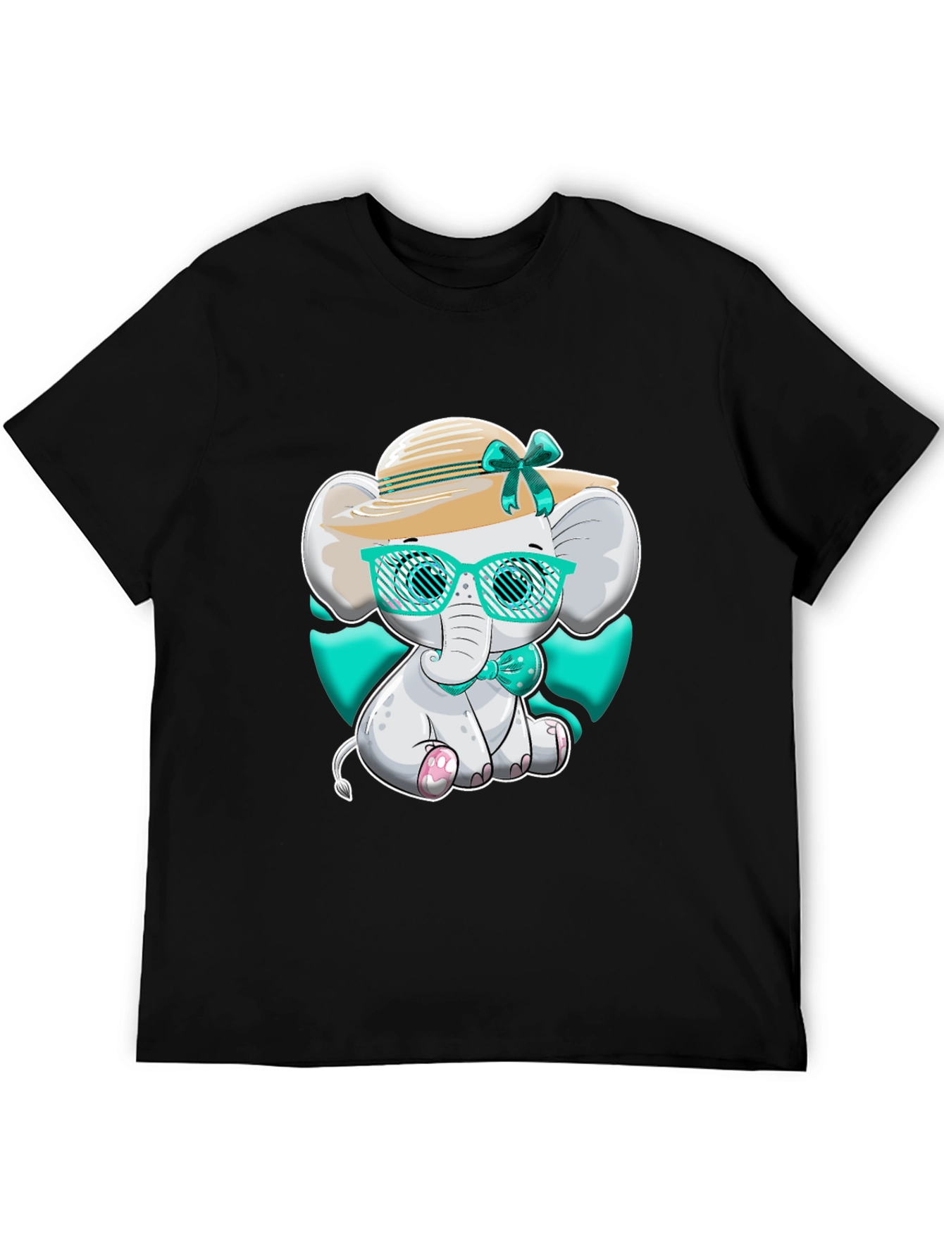 Black Elephant T-Shirt Cute Cartoon Style view 5
