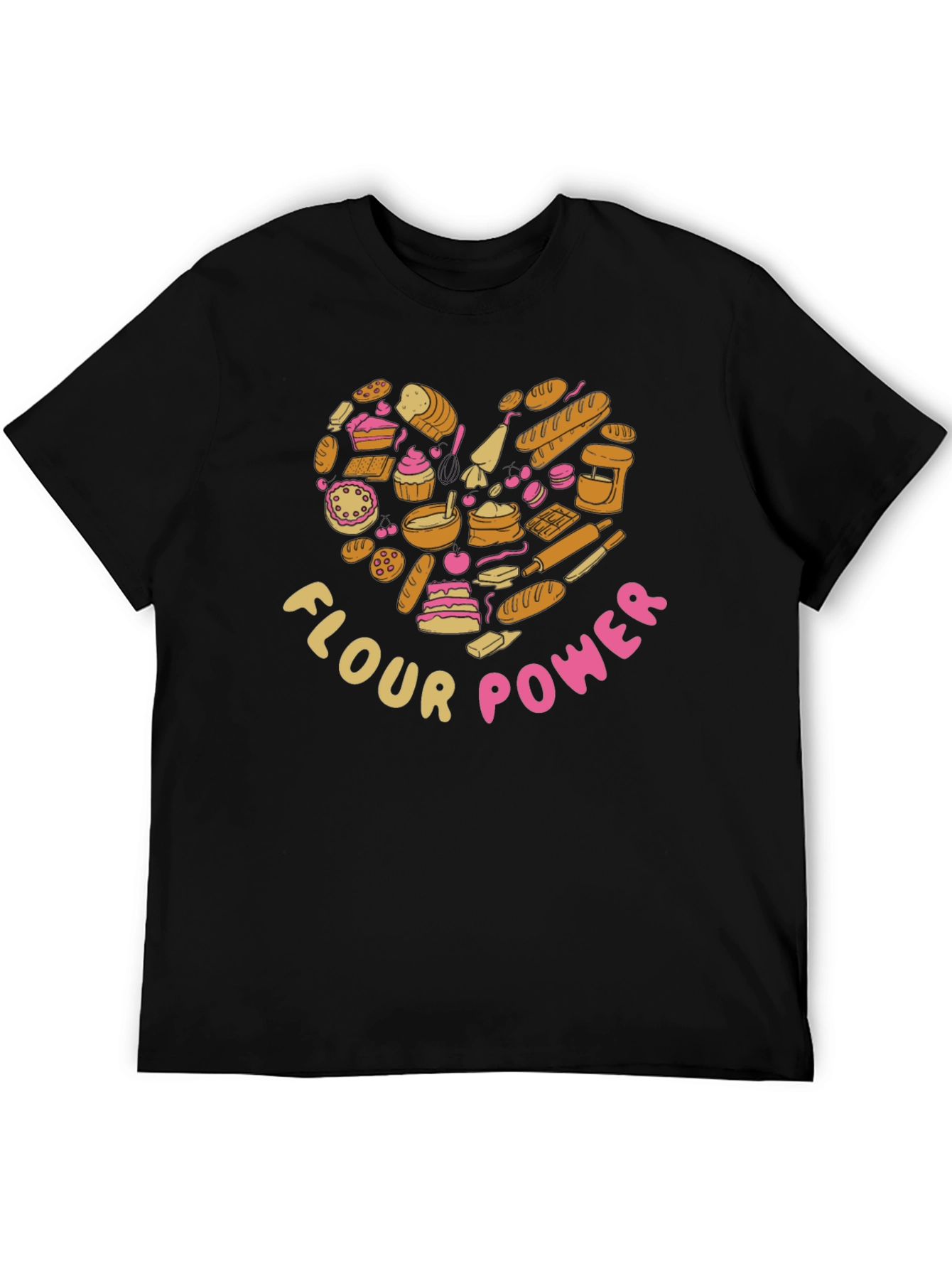 Black Flour Power Baker's Heart Graphic T-Shirt view 5