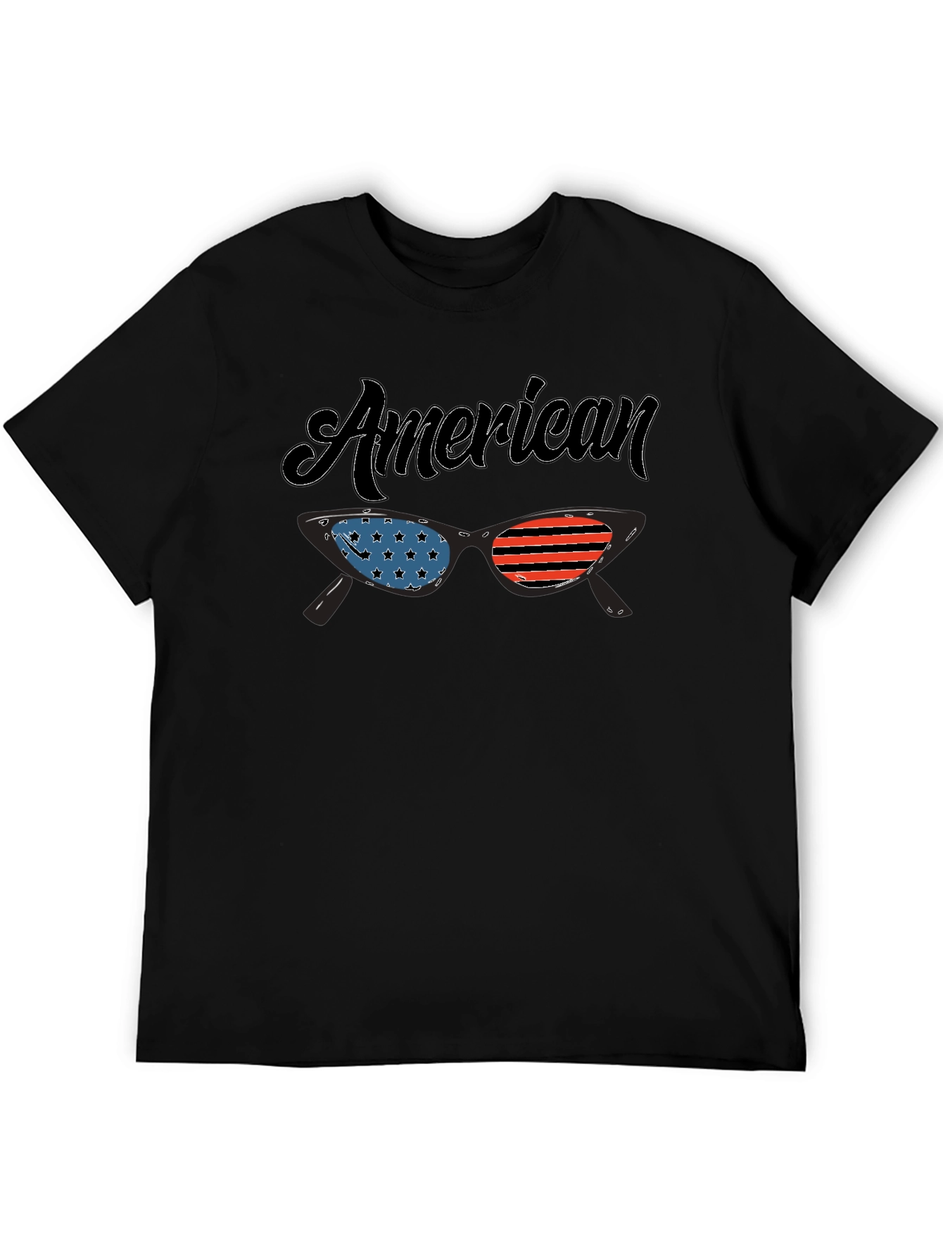 Black American Flag Sunglasses Graphic T-Shirt view 5