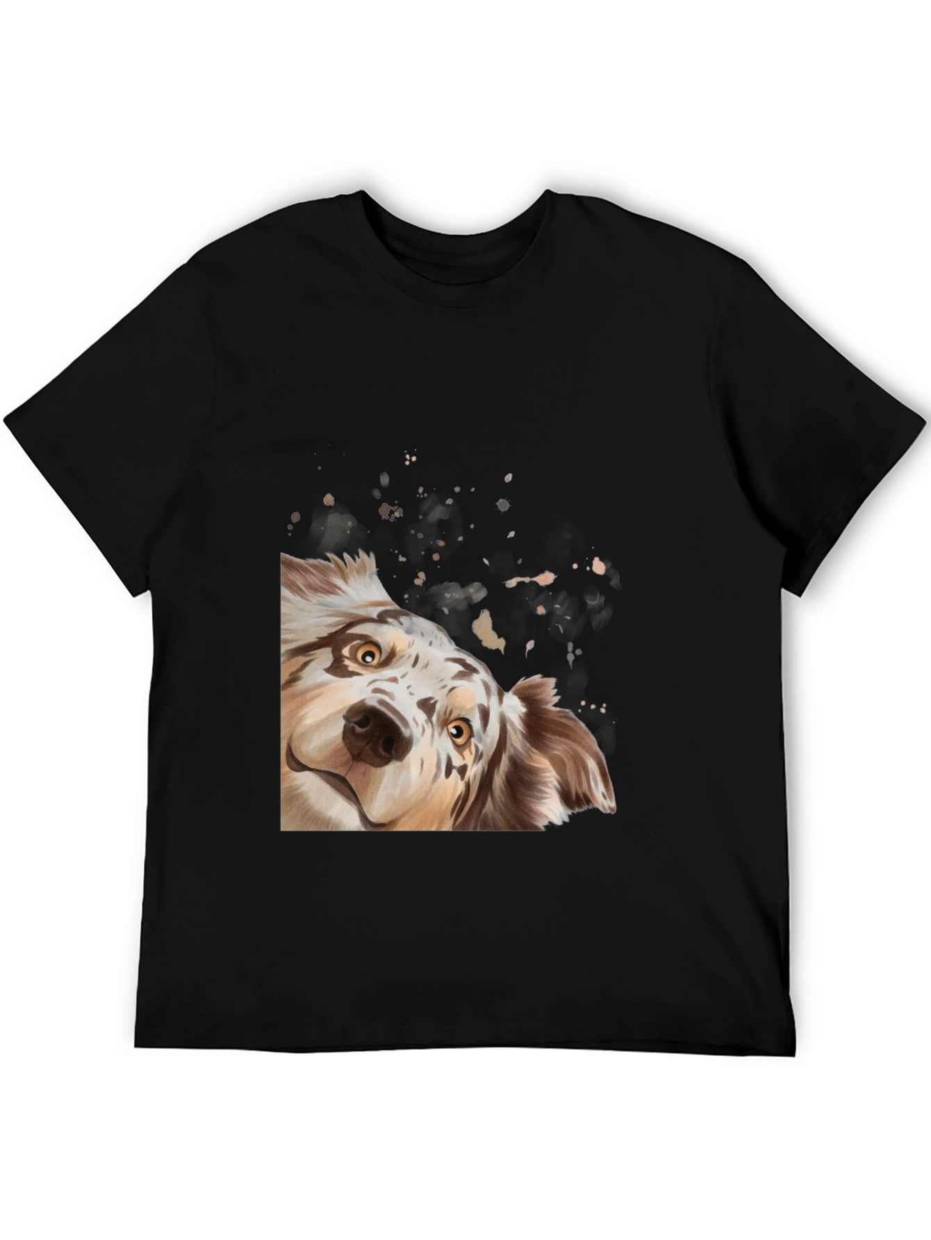 Black Cute Dog Graphic Black T-Shirt view 5