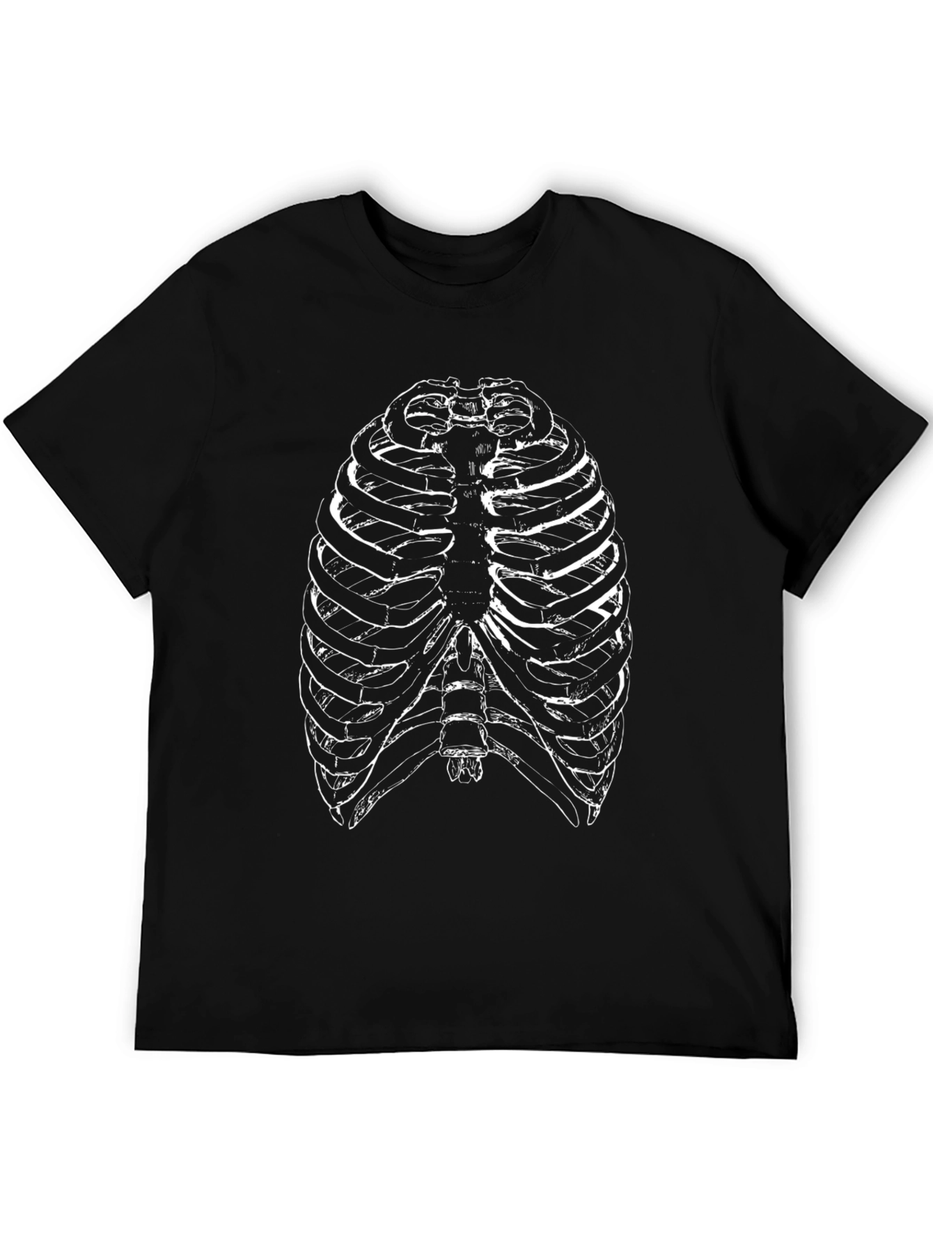 Black Rib Cage Anatomy Graphic Tee - Black Cotton T-Shirt view 5