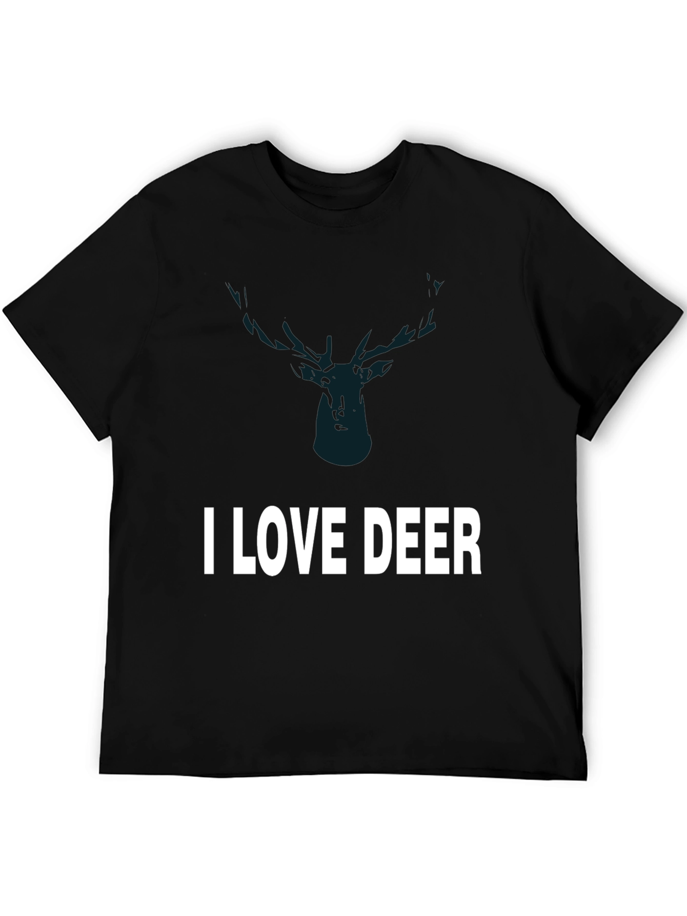 Black I Love Deer Graphic Tee - Black Cotton T-Shirt view 5