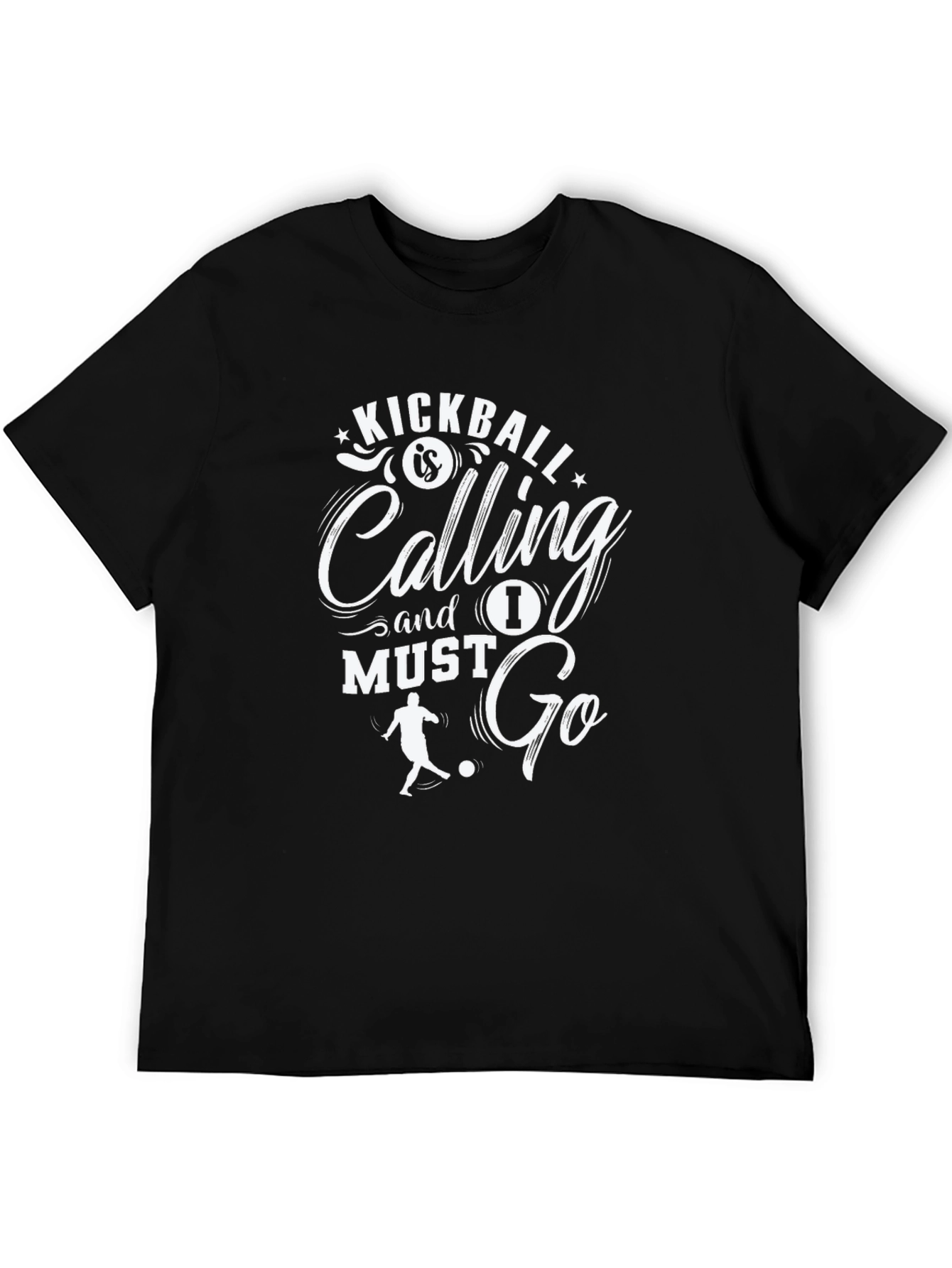 Black Kickball Calling Men's Black Graphic T-Shirt view 5