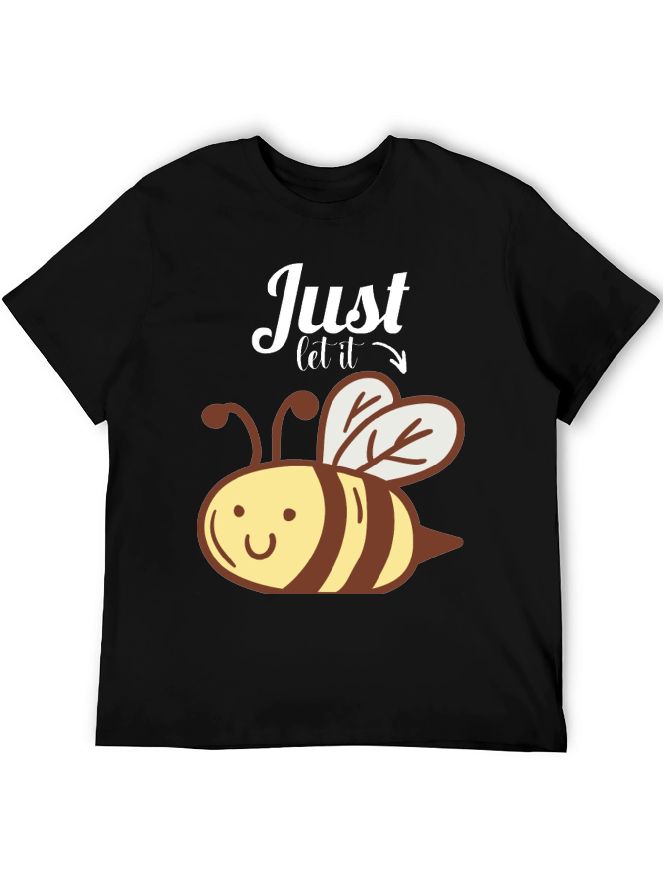 Black Just Let It Bee Funny Graphic T-Shirt view 5