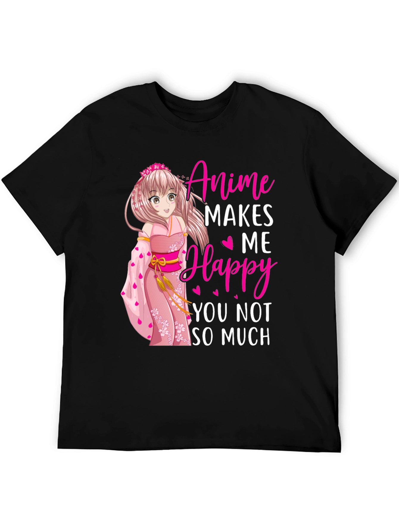 Black Anime Makes Me Happy T-Shirt view 5