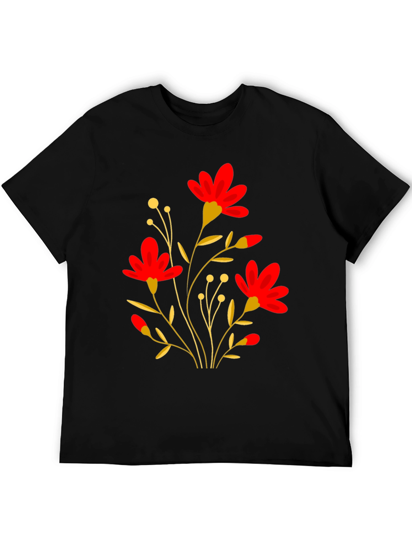 Black Floral Graphic Black T-Shirt view 5