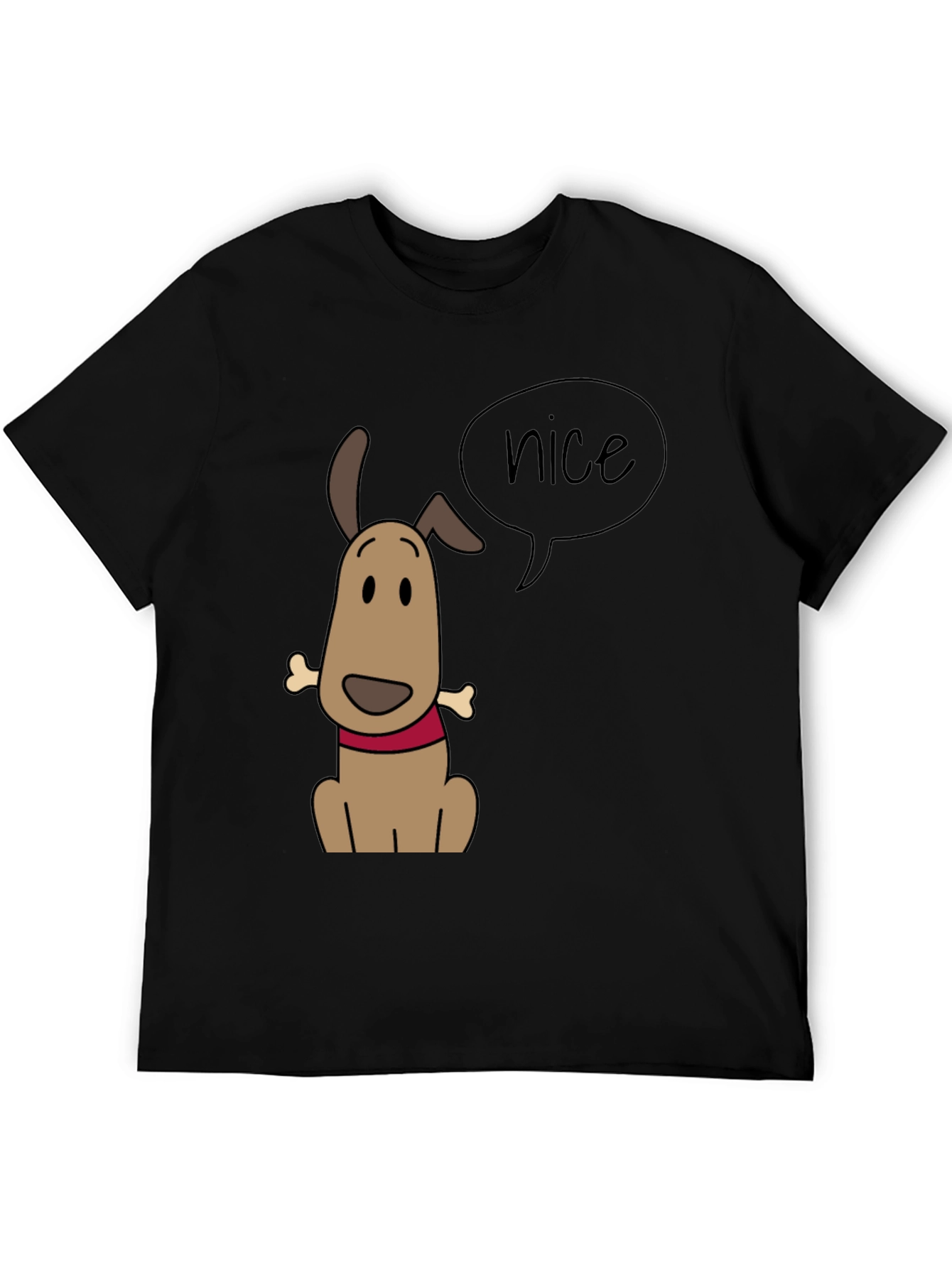 Black Nice Dog Graphic Tee - Black Casual T-Shirt view 5