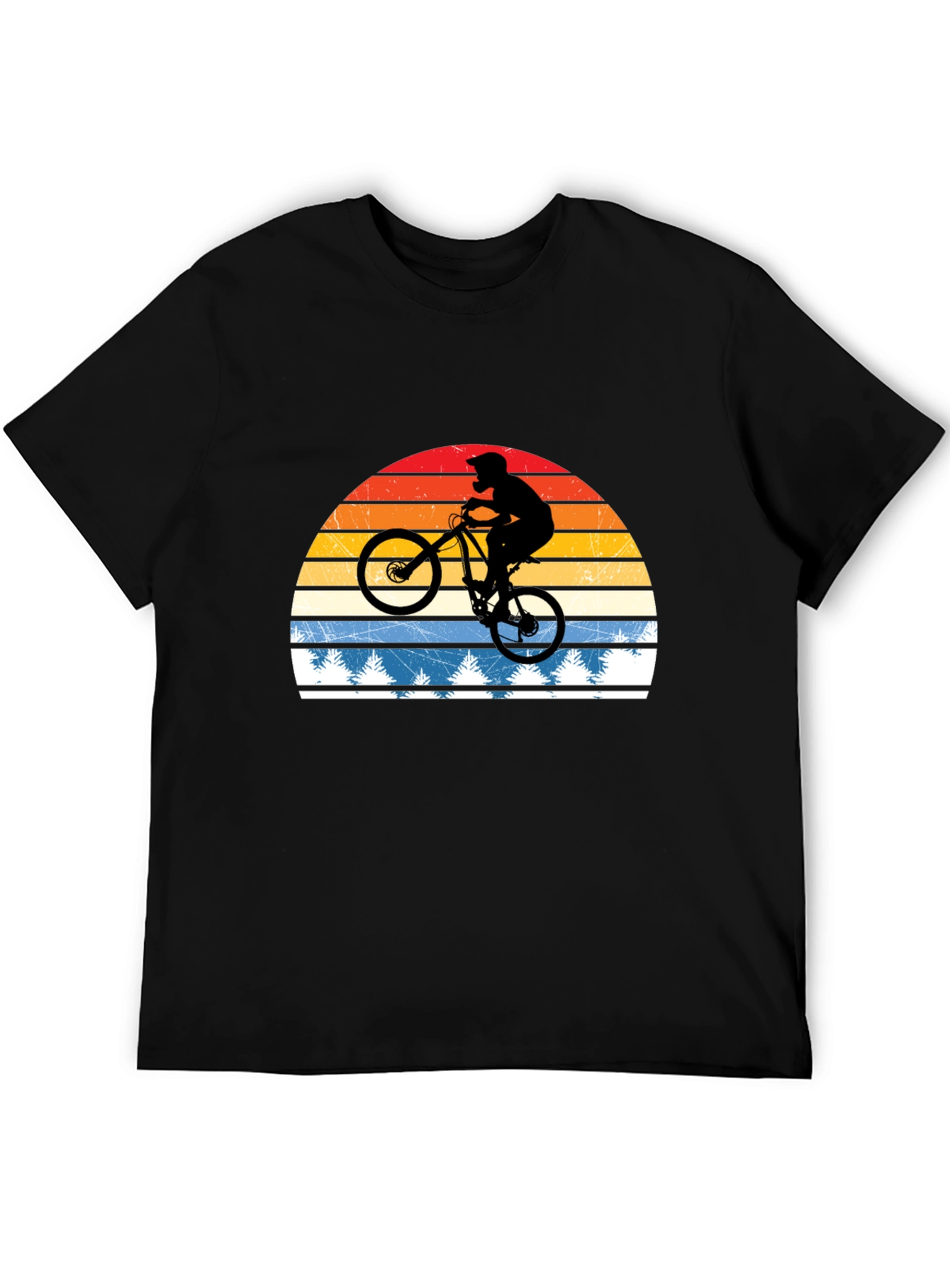 Black Mountain Bike Retro Sunset T-Shirt view 5