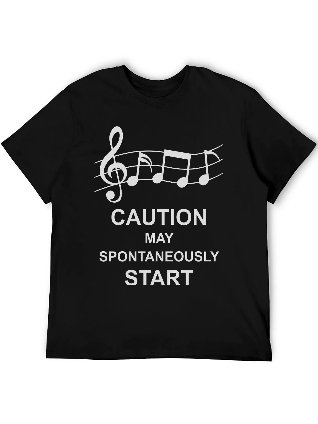 Black Caution May Spontaneously Start Music T-Shirt view 5