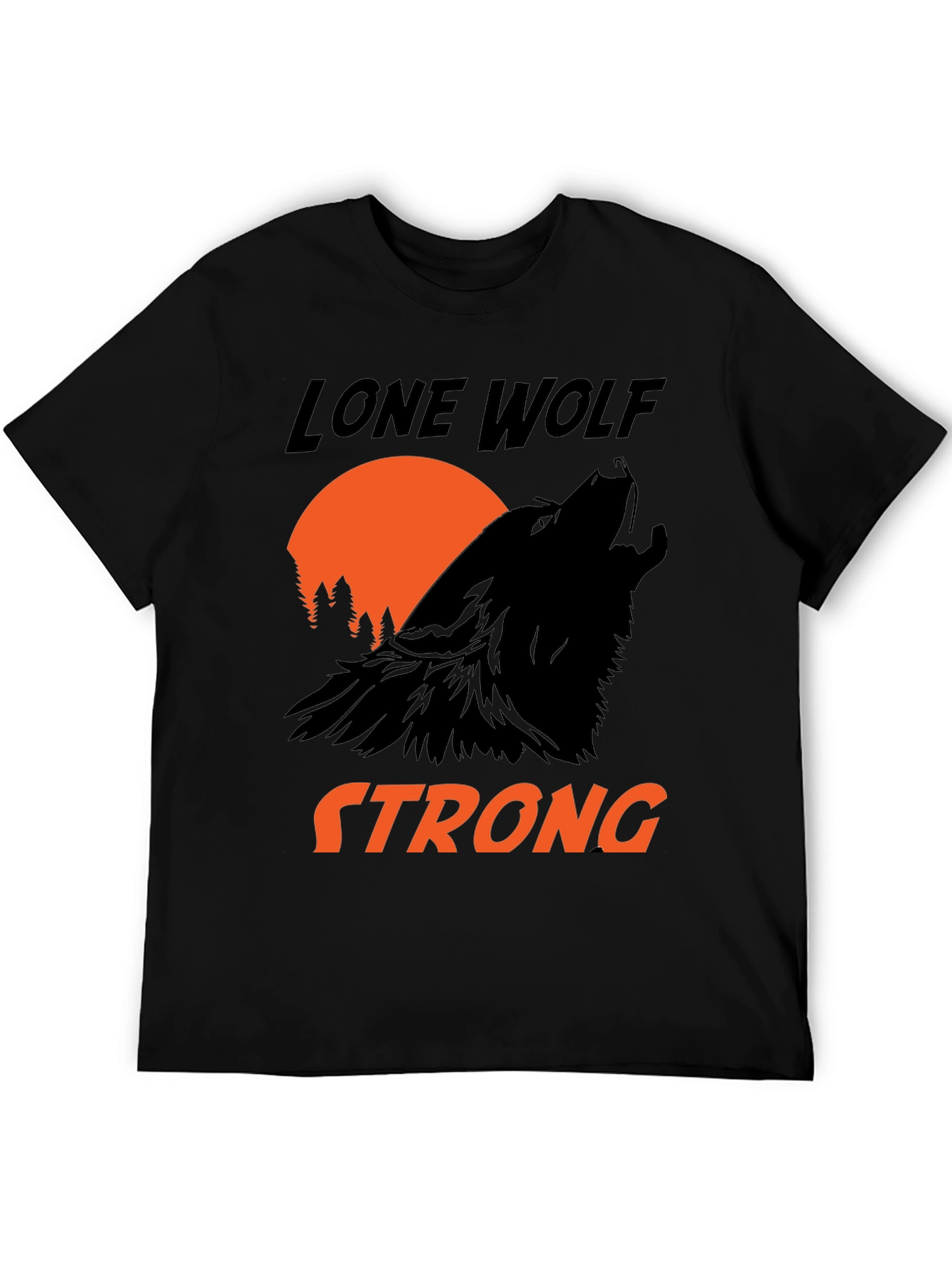 Black Lone Wolf Strong Graphic Tee - Black view 5