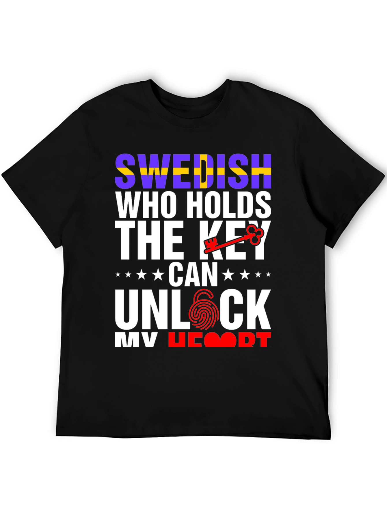 Black Swedish Key to My Heart T-Shirt view 5