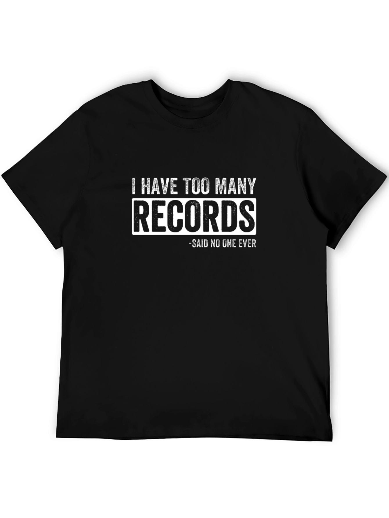Black Funny Record Collector T-Shirt - Too Many Records view 5