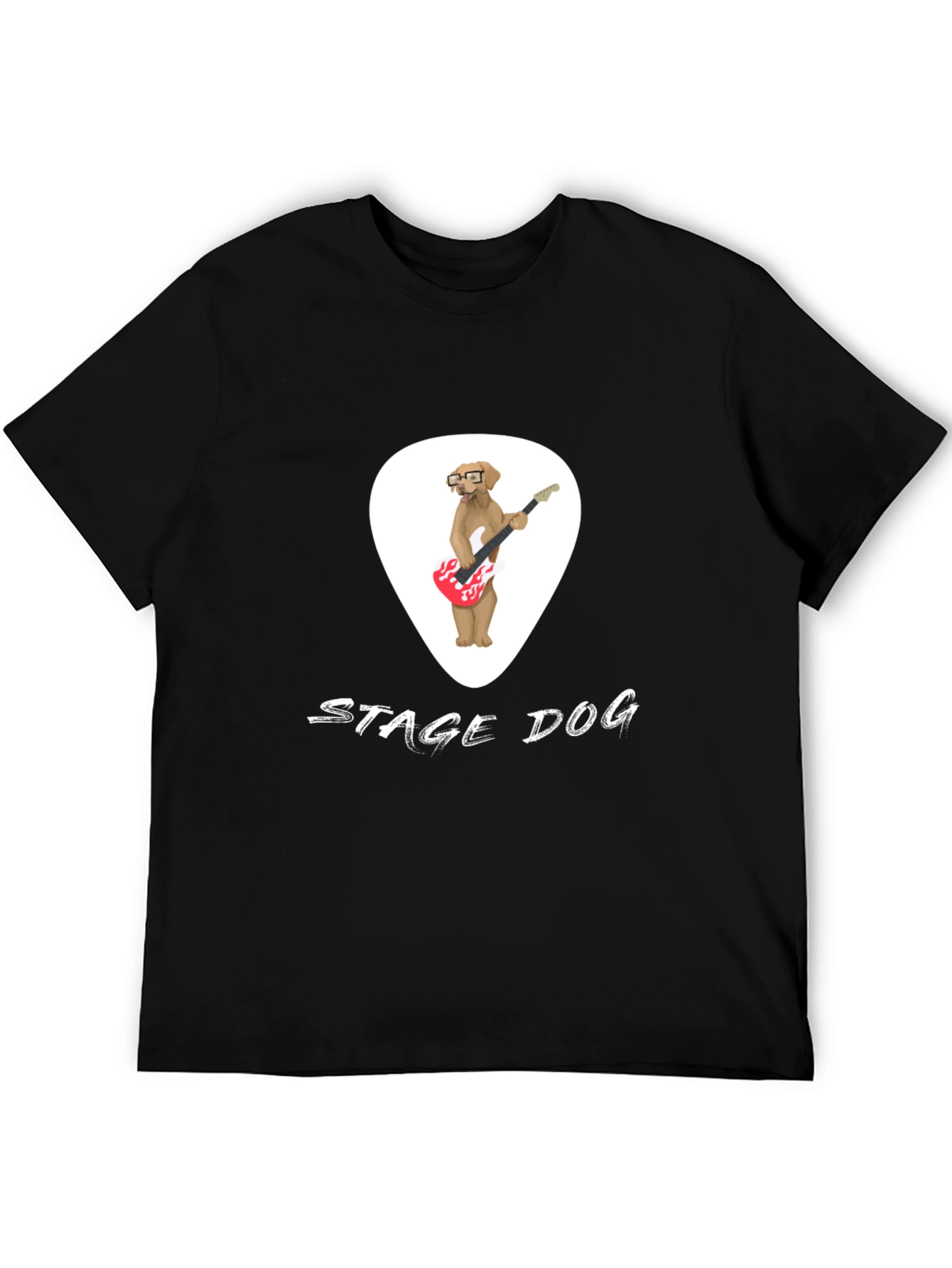 Black Stage Dog T-Shirt - Rockin' Canine Guitarist view 5