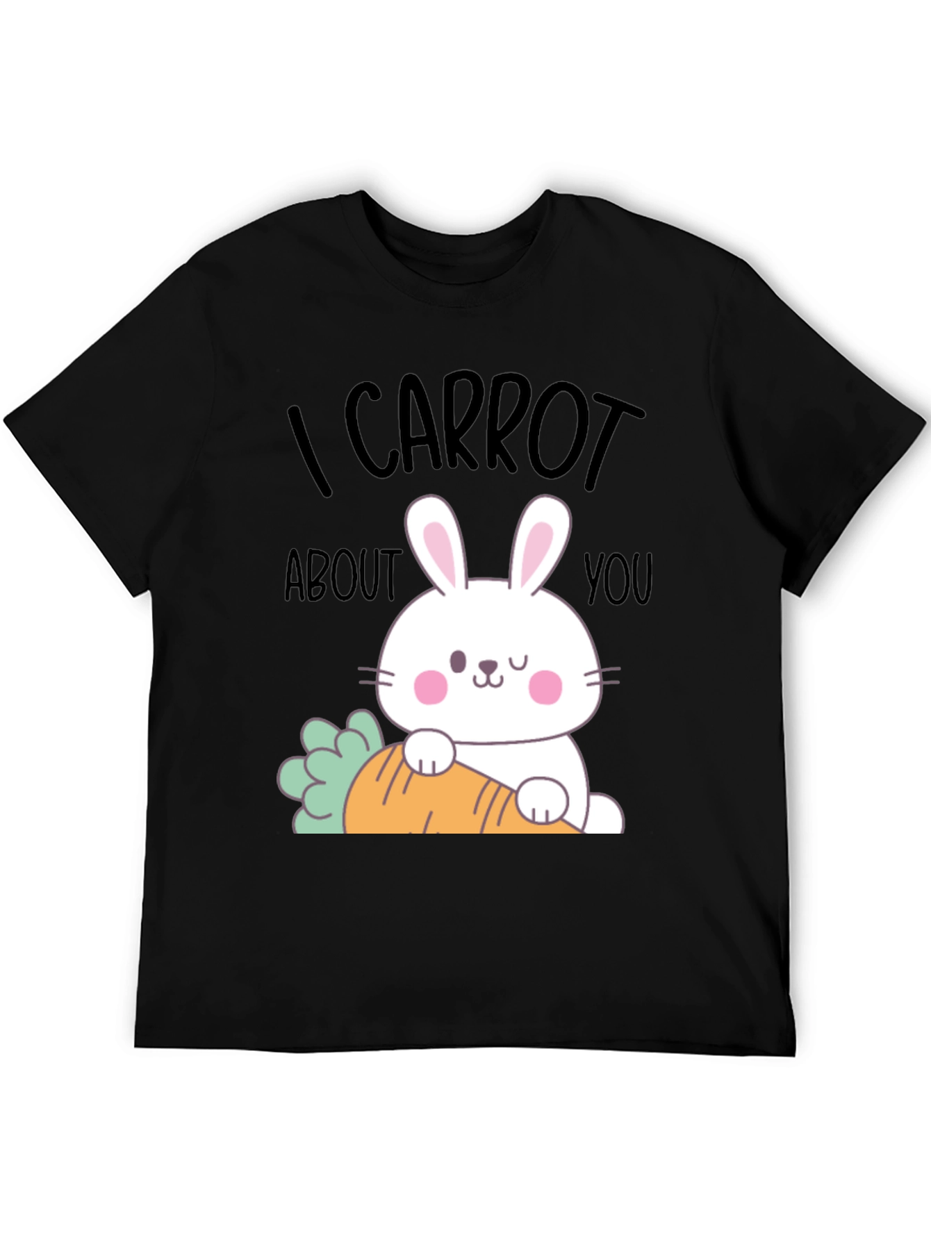 Black I Carrot About You Funny Easter Bunny T-Shirt view 5