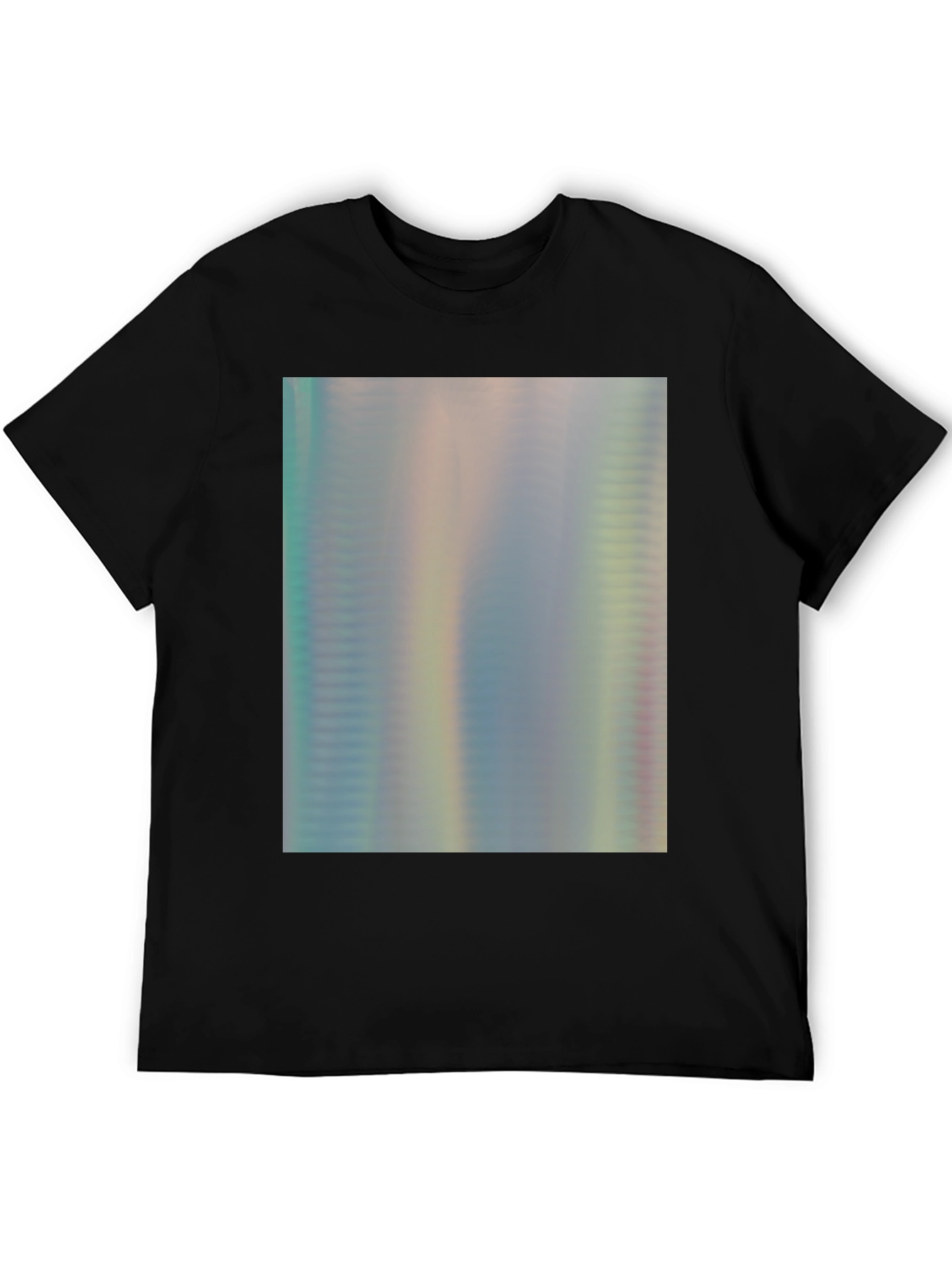 Black Iridescent Shimmer Tee - Abstract Pattern Soft Cotton T-Shirt view 5