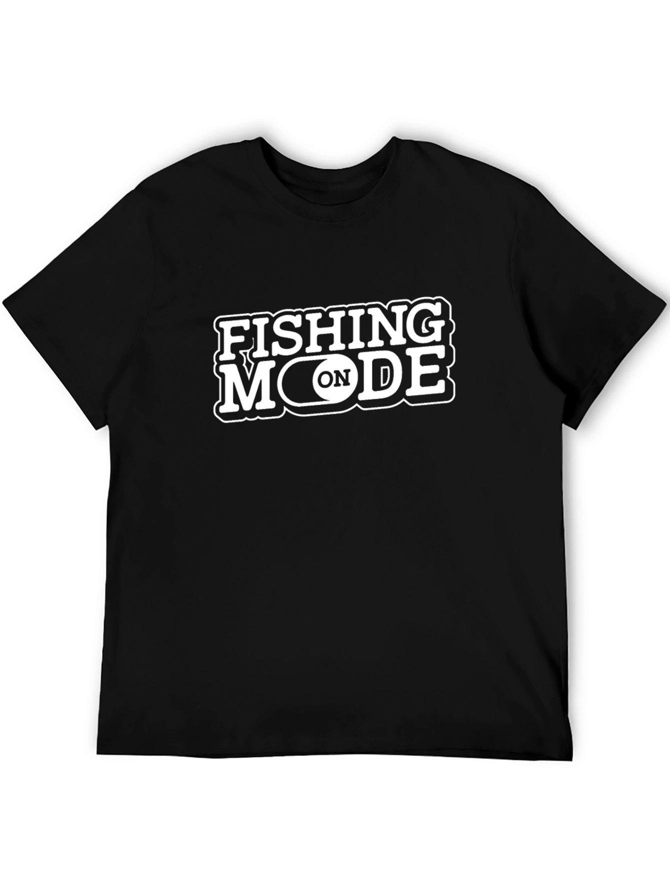 Black Fishing Mode On T-Shirt - Black Cotton Graphic Tee view 5