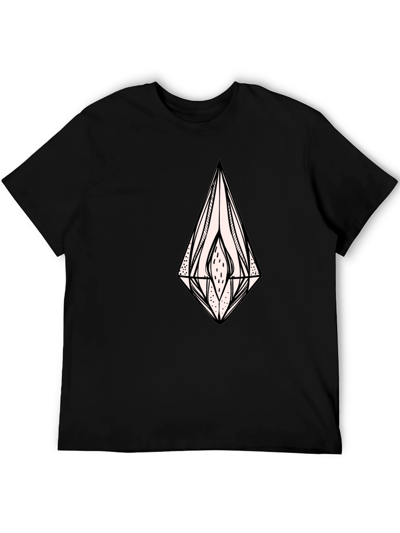 Black Black Graphic Tee - Abstract Diamond Design view 5