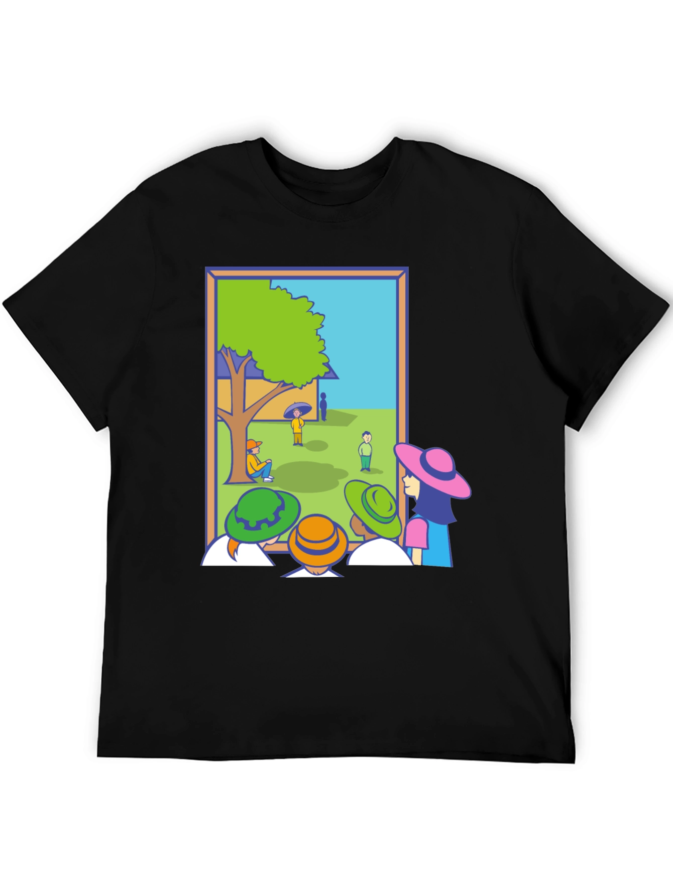 Black Cartoon Illustration Graphic Tee view 5