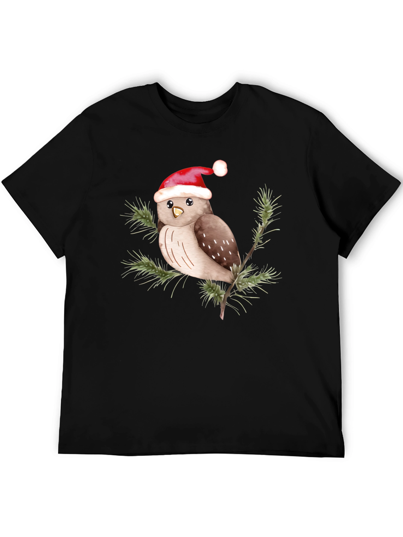 Black Festive Owl Tee - Holiday Cheer view 5