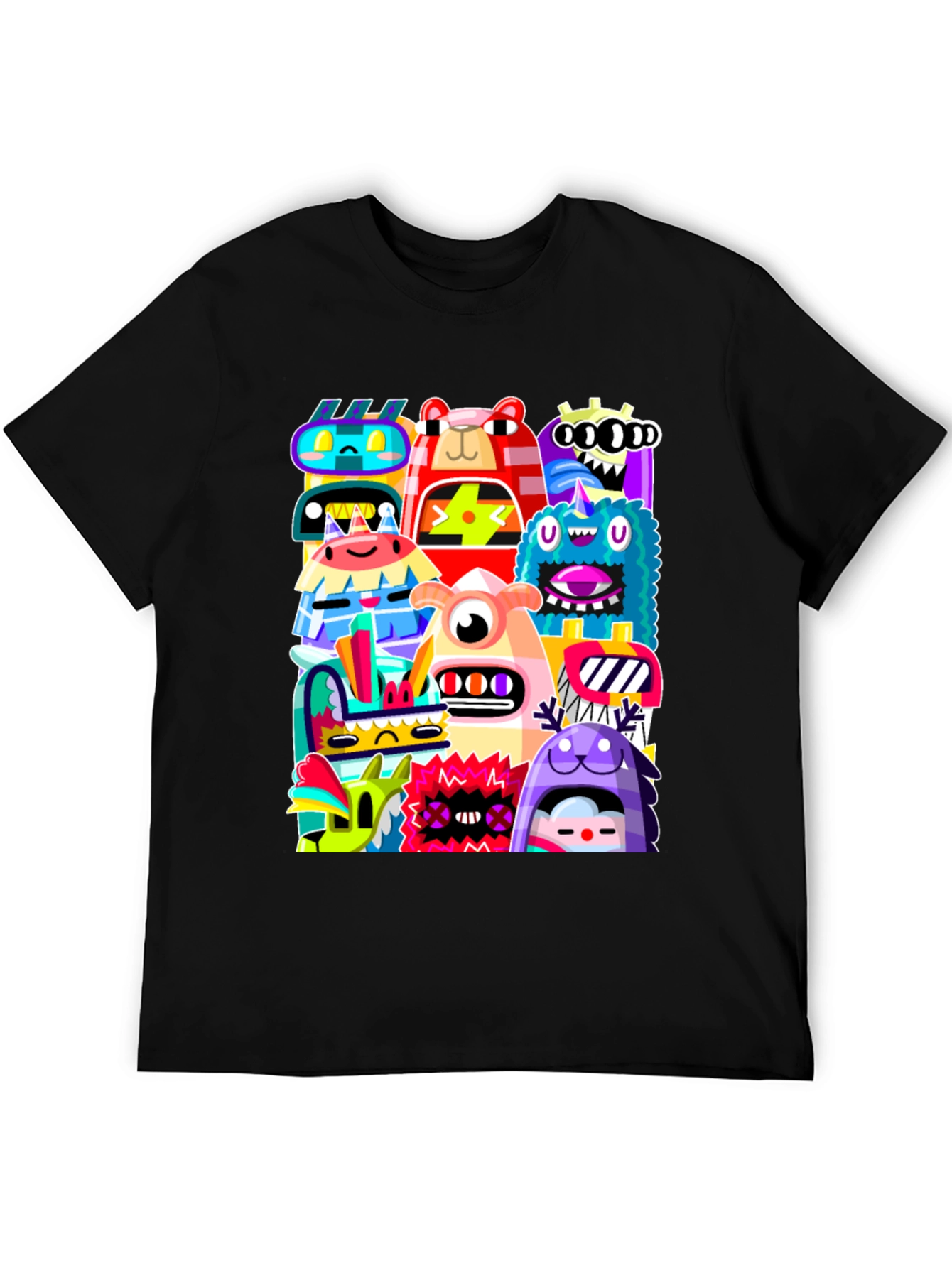 Black Monster Mash Graphic Tee - Funky Black T-Shirt view 5