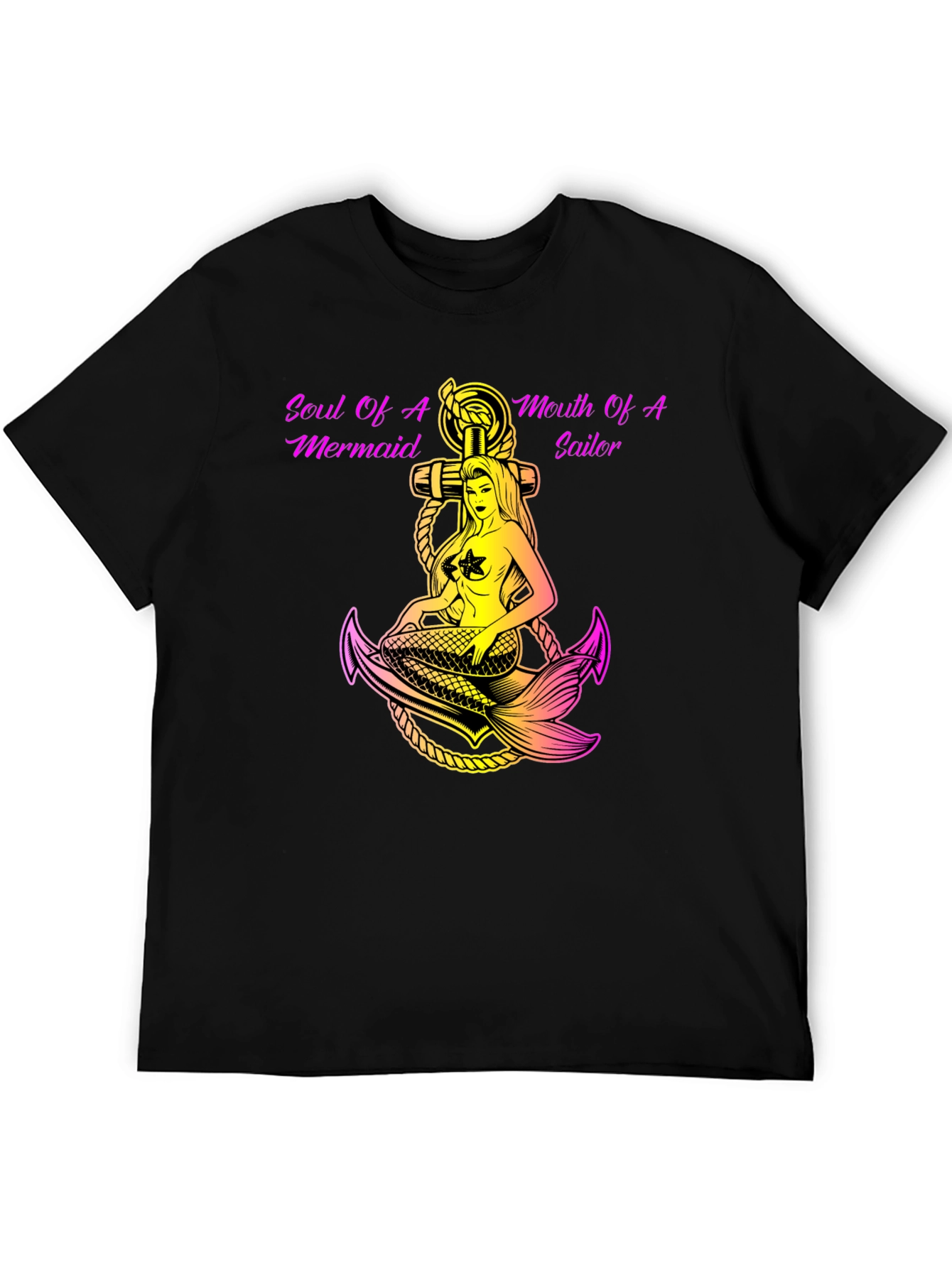 Black Soul of Mermaid, Mouth of Sailor Graphic T-Shirt view 5
