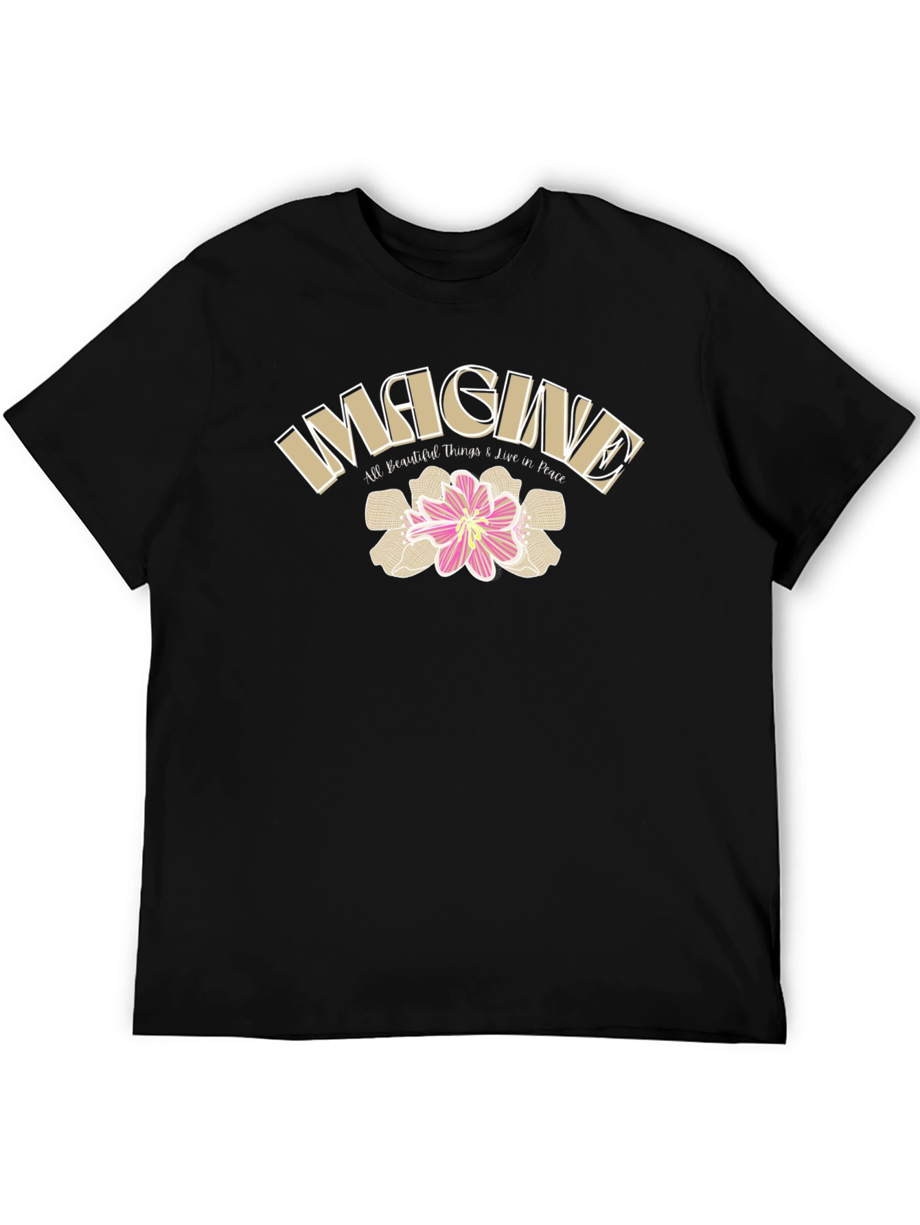 Black Imagine Graphic Tee - All Beautiful Things Live in Peace view 5