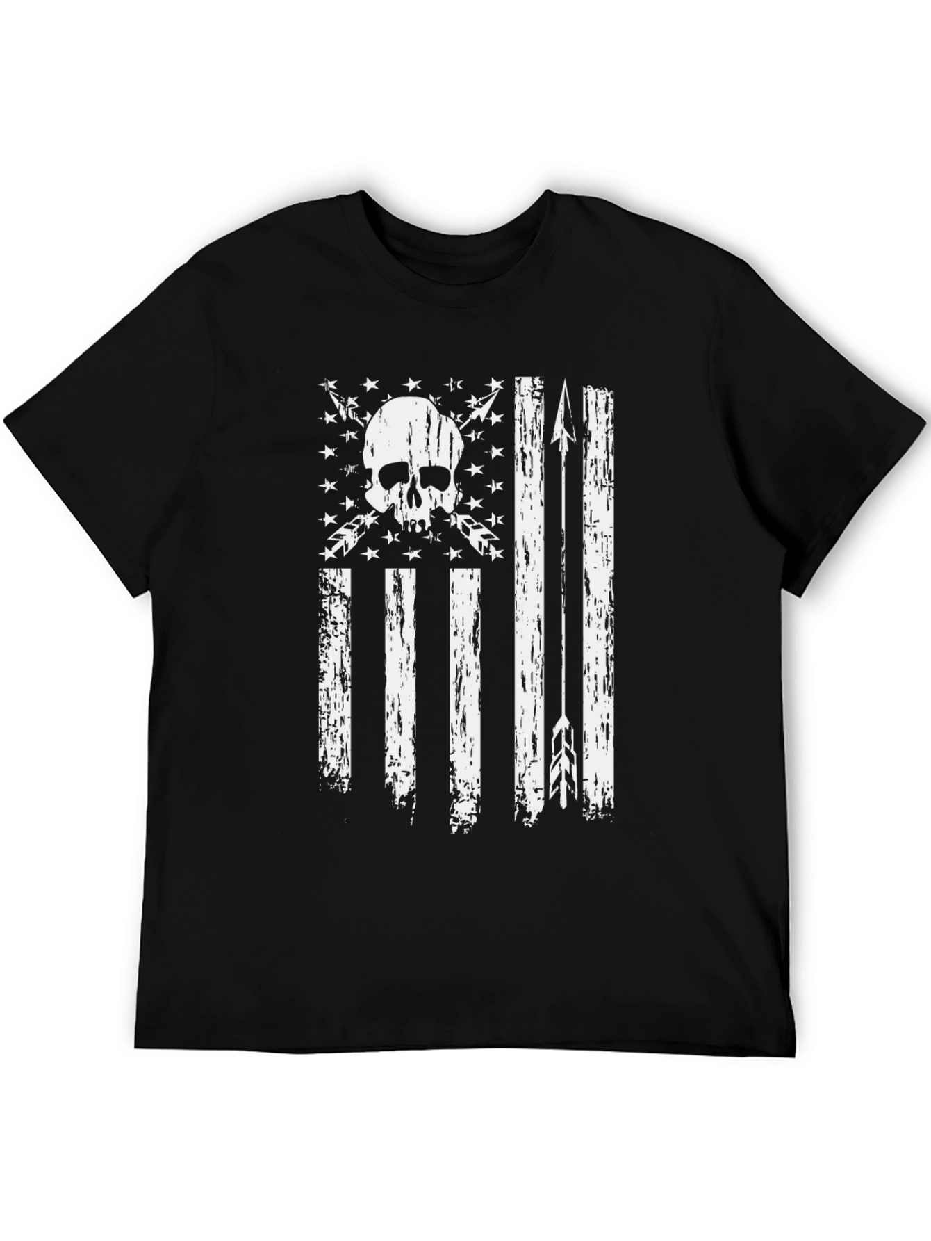 Black American Flag Skull & Arrows Graphic Tee view 5