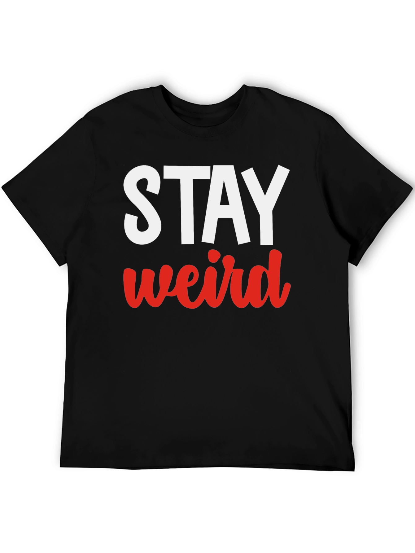Black Stay Weird Graphic Tee - Black Casual T-Shirt view 5
