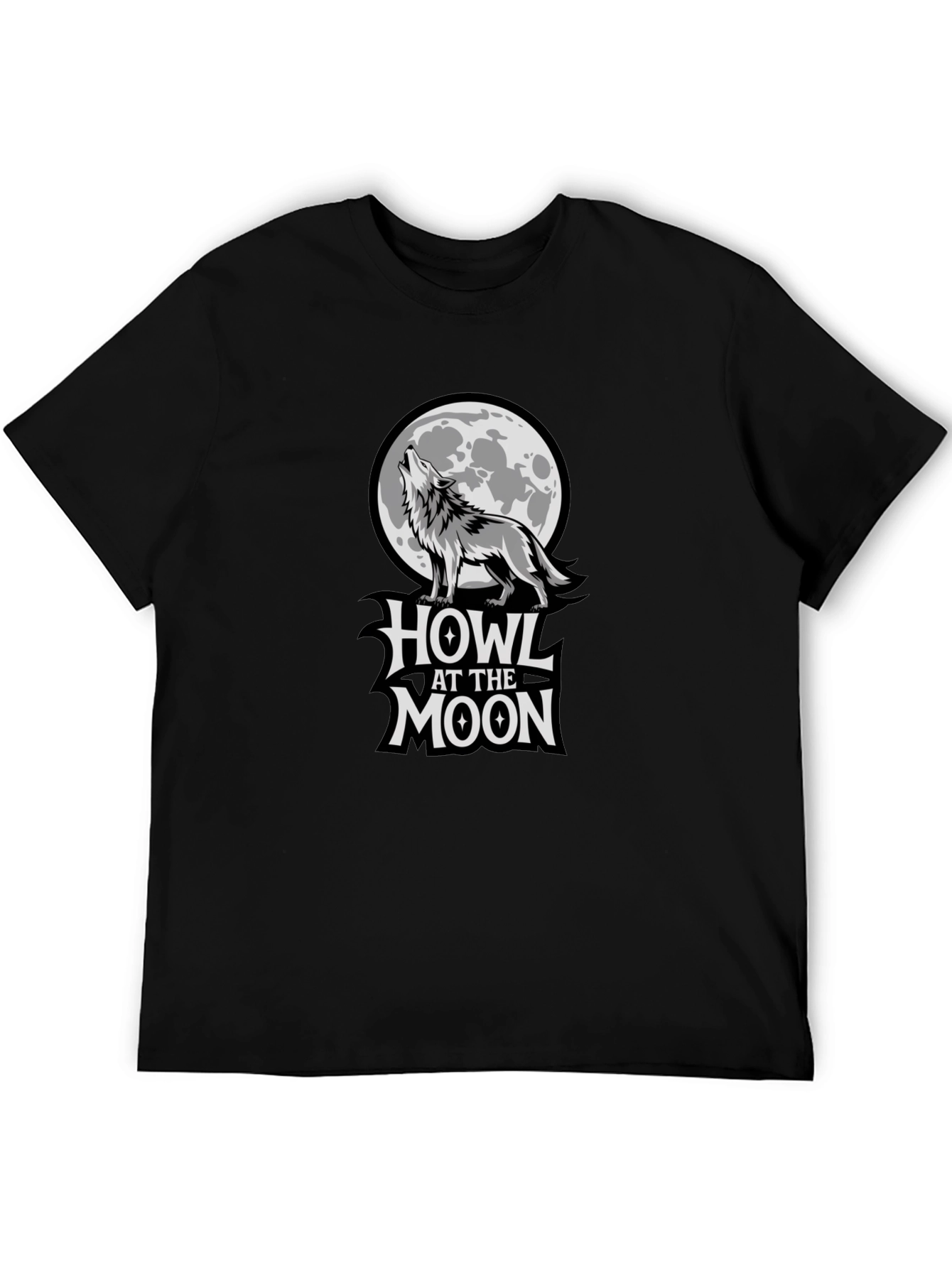 Black Howl at the Moon Graphic Tee - Black Cotton T-Shirt view 5