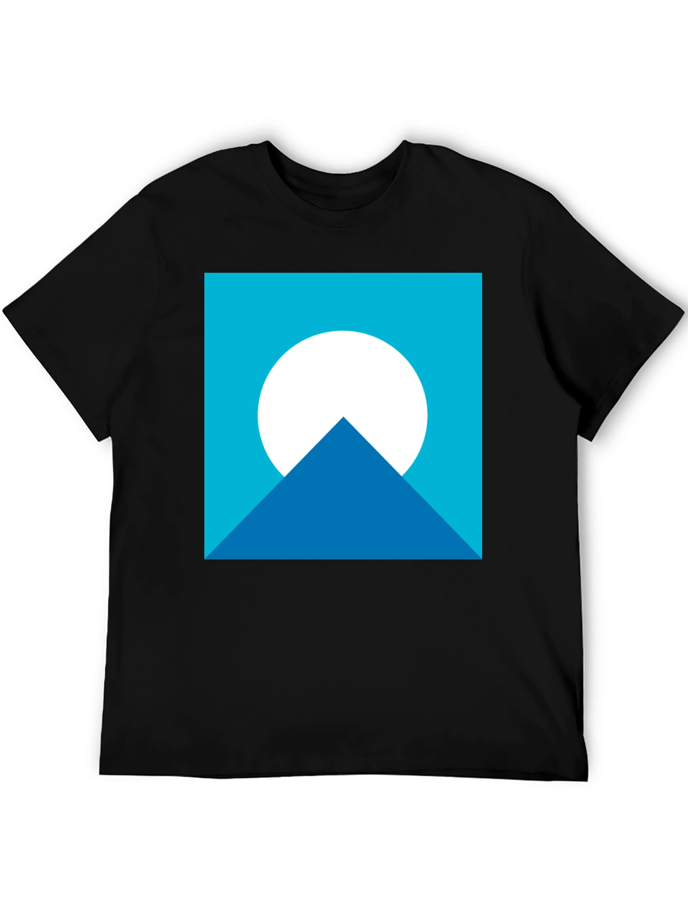 Black Geometric Mountain Moon Graphic Tee - Black view 5