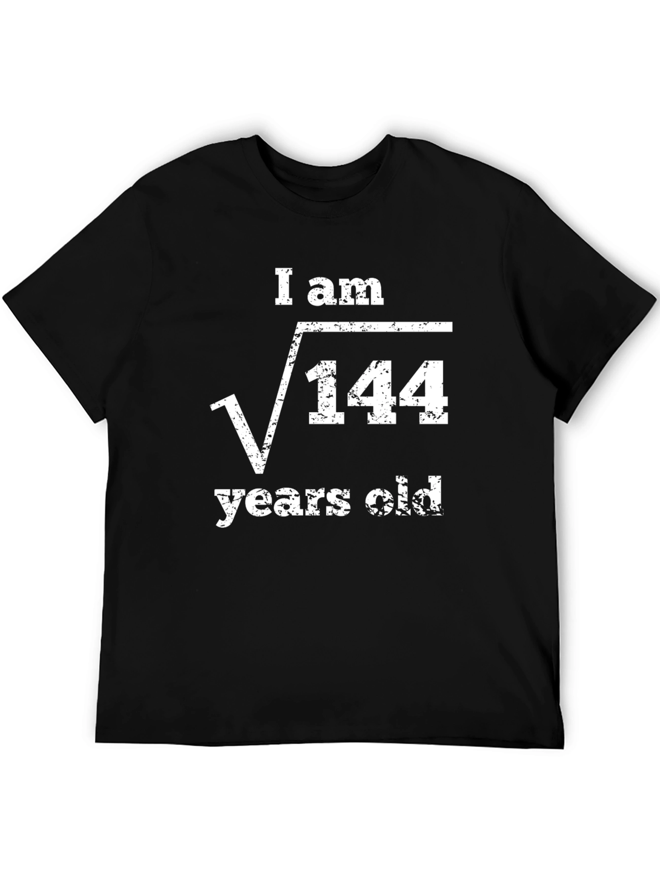 Black Funny Math Age T-Shirt - I am √144 Years Old view 5
