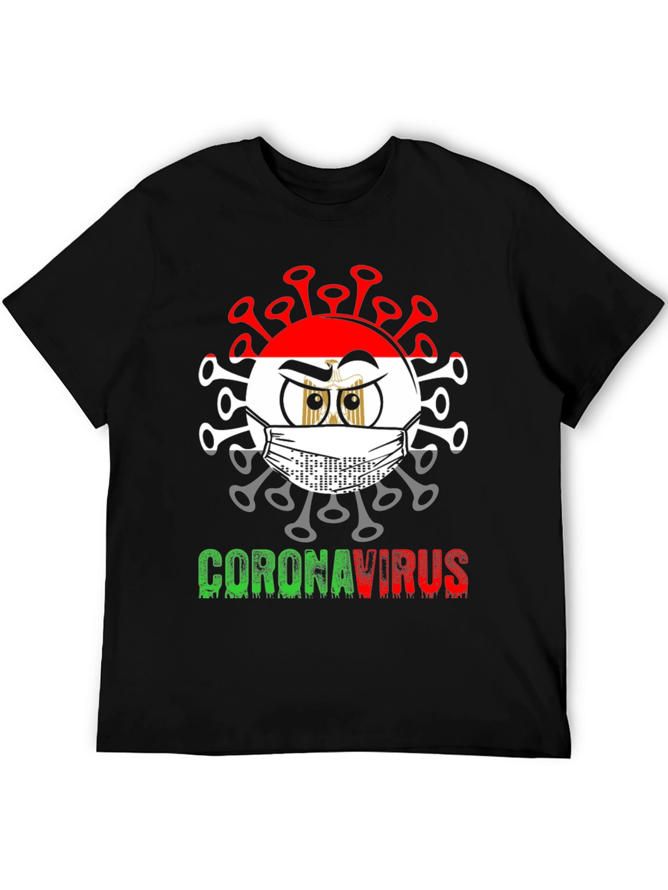 Black Egypt Corona Virus Graphic T-Shirt view 5