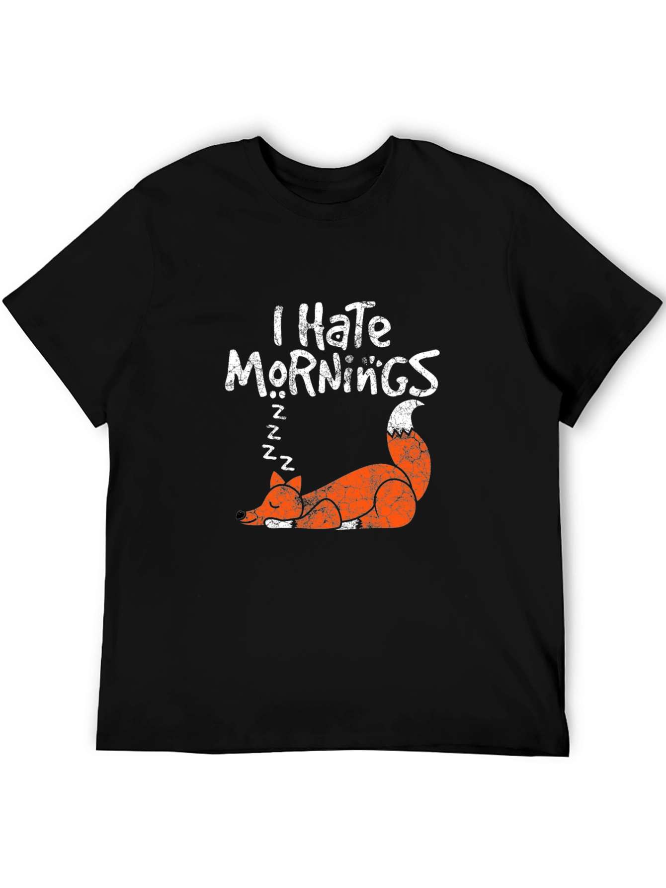 Black I Hate Mornings Fox Graphic T-Shirt view 5