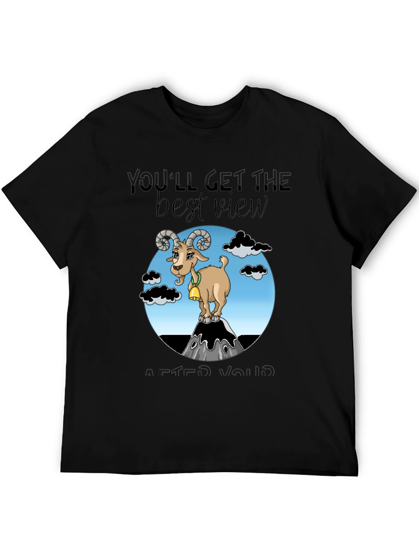 Black Motivational Goat Tee: Best View After You Climb view 5