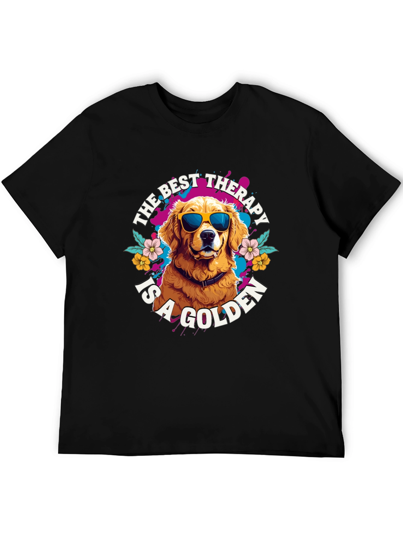 Black Golden Retriever Therapy T-Shirt view 5
