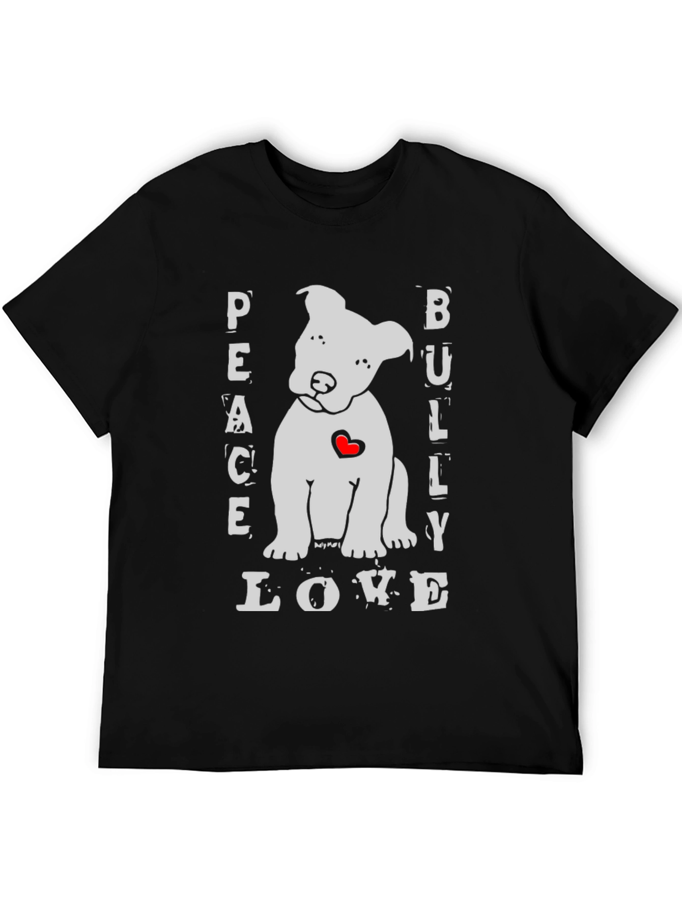 Black Peace Bully Love T-Shirt - Cute Dog Design view 5