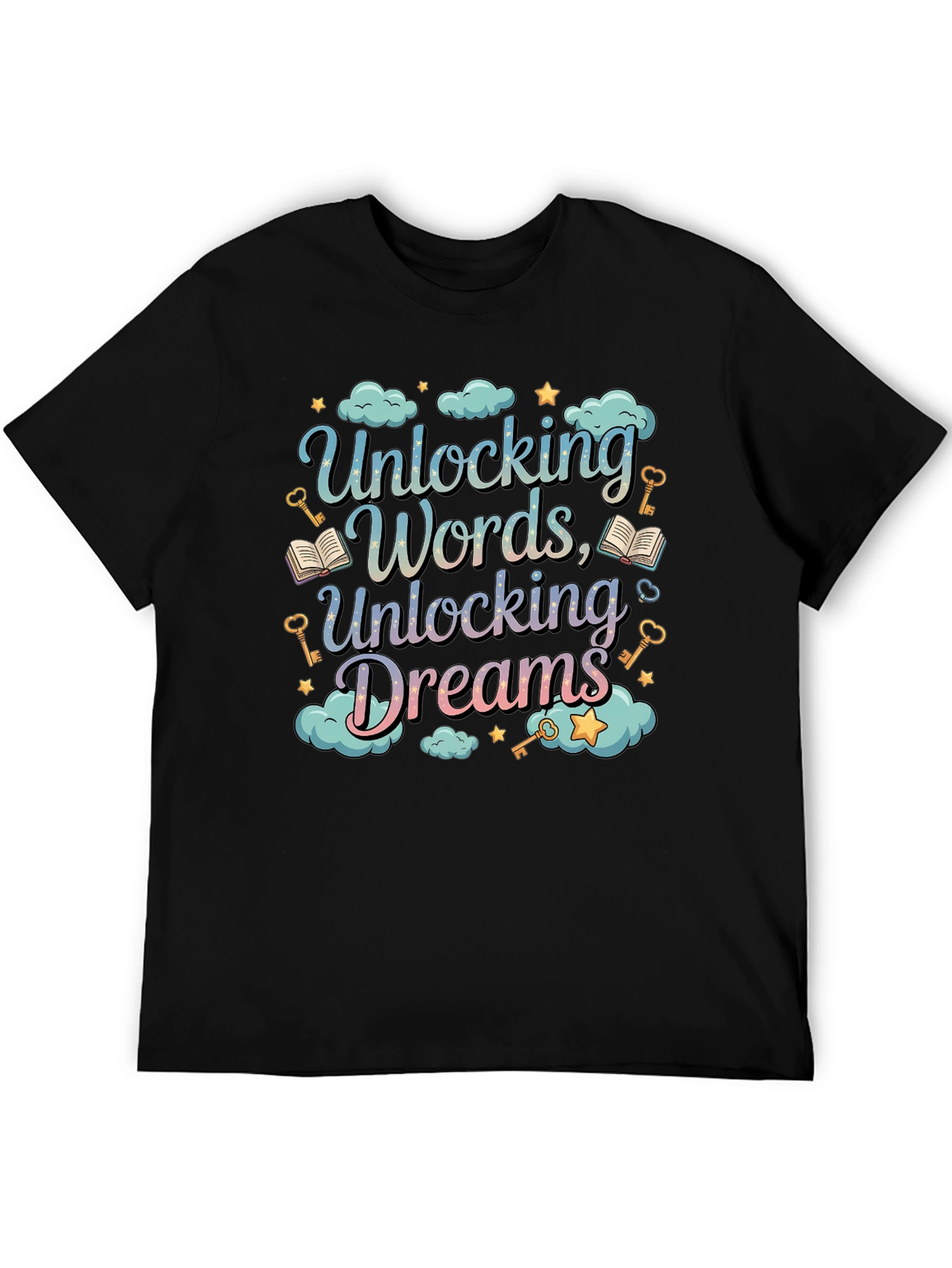 Black Unlocking Words Dreams Graphic Tee - Unisex view 5