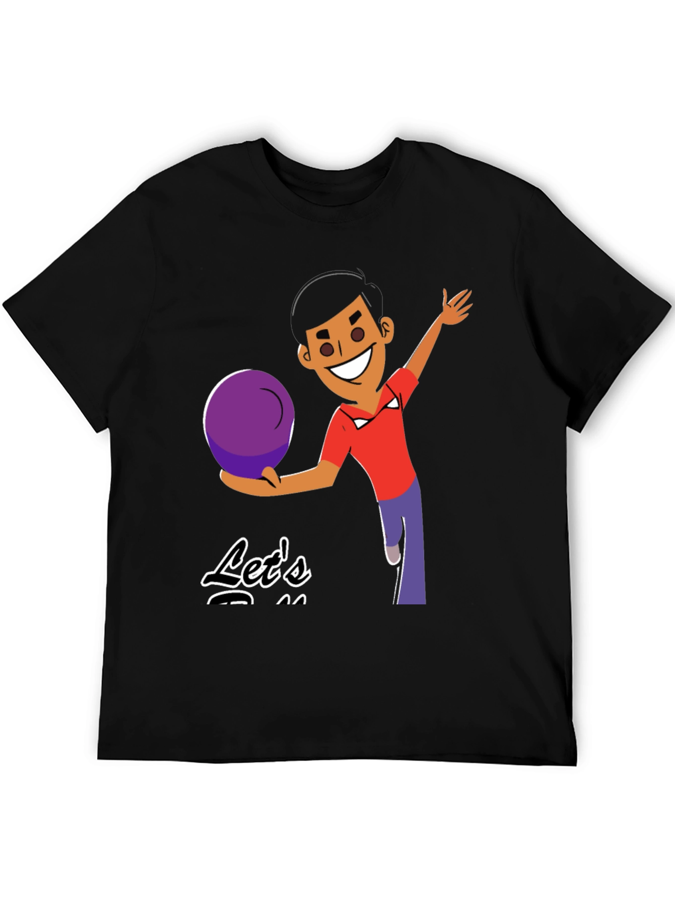 Black Bowling Cartoon Graphic Tee - Let's Bowl! view 5