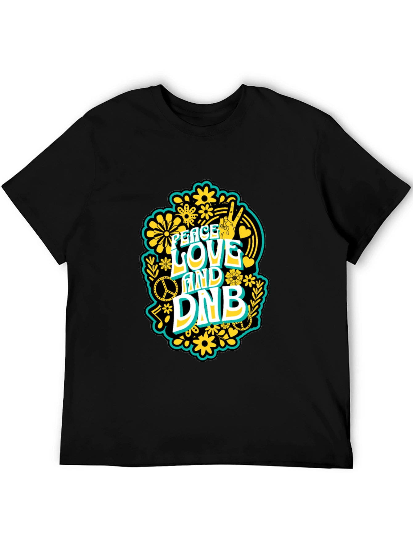 Black Peace Love and DNB T-Shirt view 5