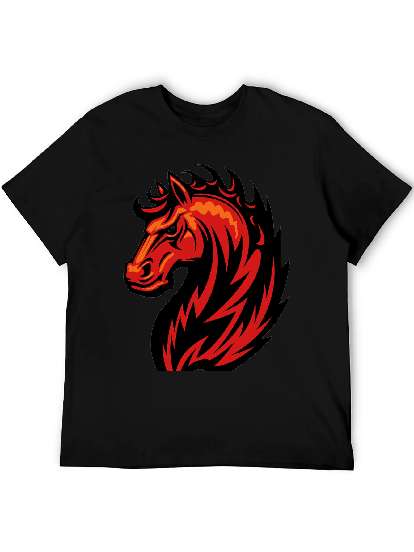 Black Black T-Shirt with Fiery Horse Graphic view 5