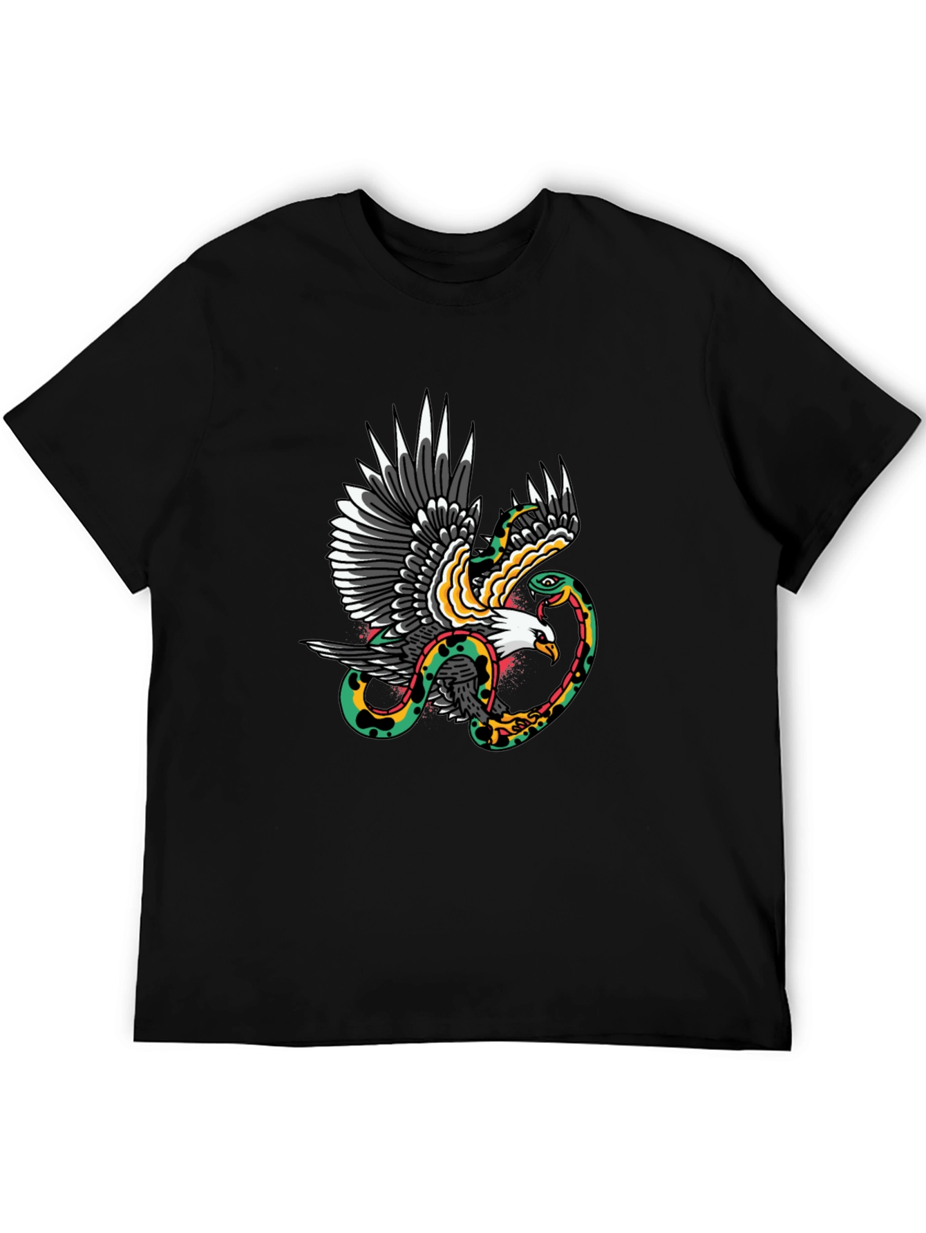 Black Eagle & Snake Graphic Print Black T-Shirt view 5