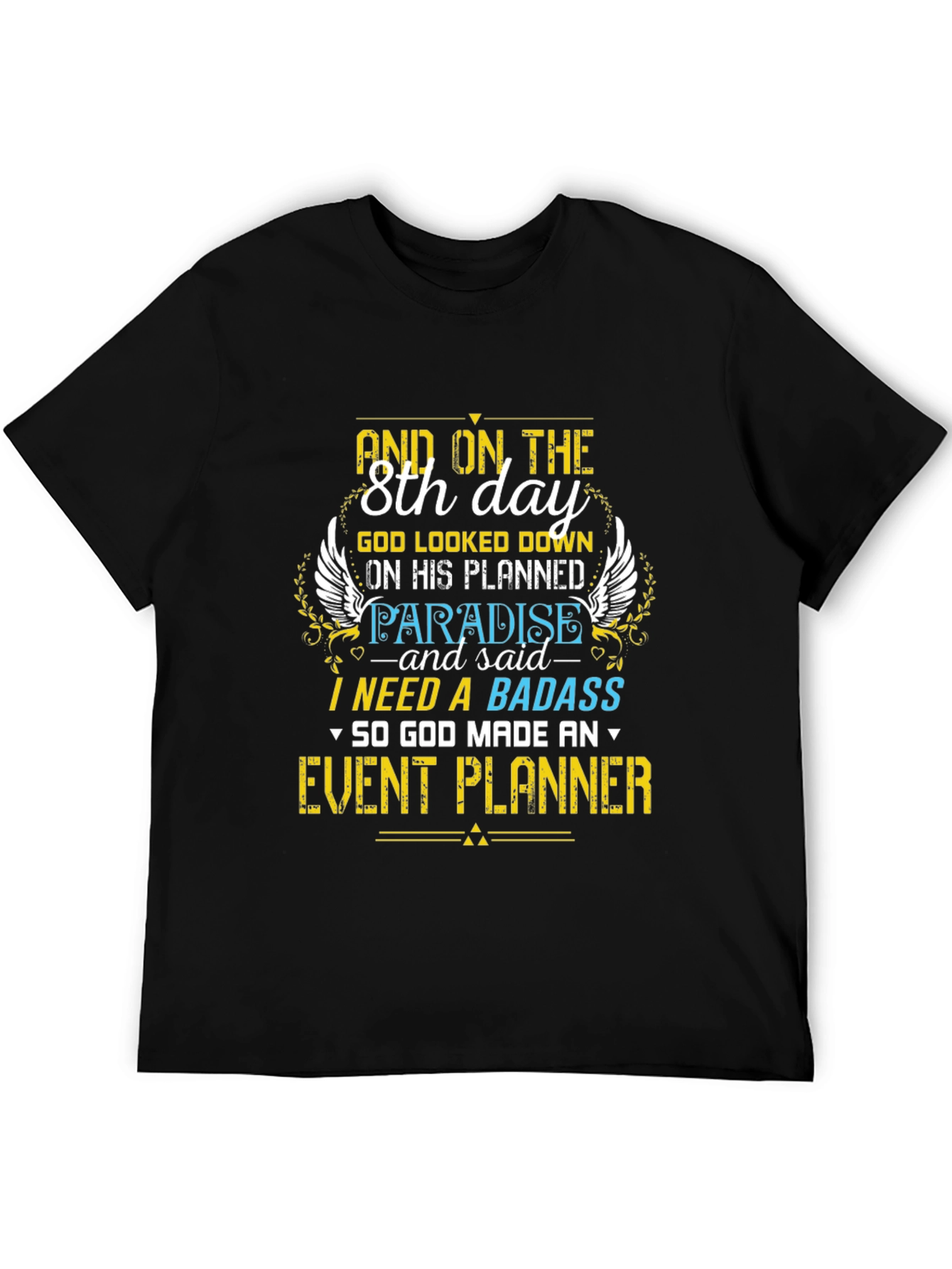 Black Event Planner Graphic Tee - 8th Day Design view 5