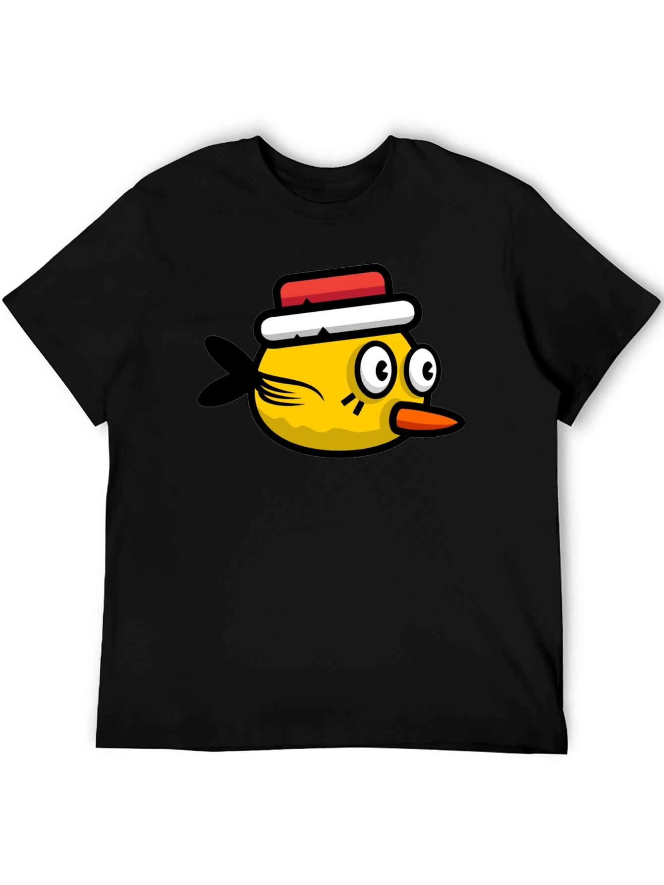 Black Funny Bird Graphic Tee - Black Cotton T-Shirt view 5