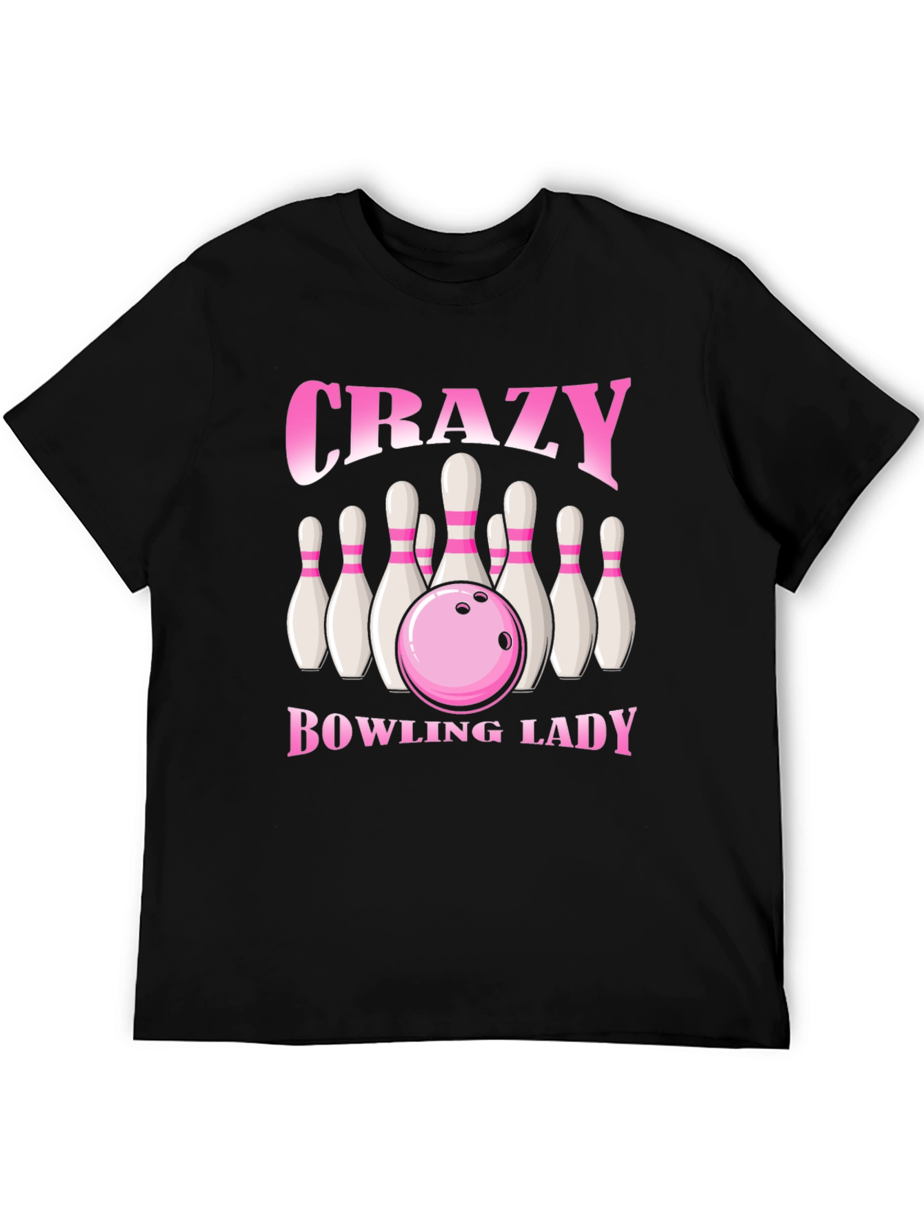 Black Crazy Bowling Lady T-Shirt - Black view 5