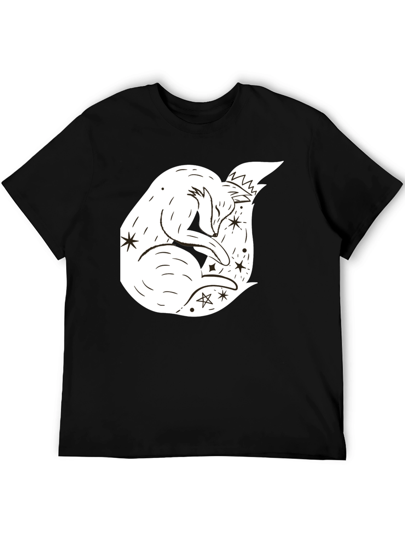 Black Dreamy Fox Graphic Tee - Black Unisex T-Shirt view 5