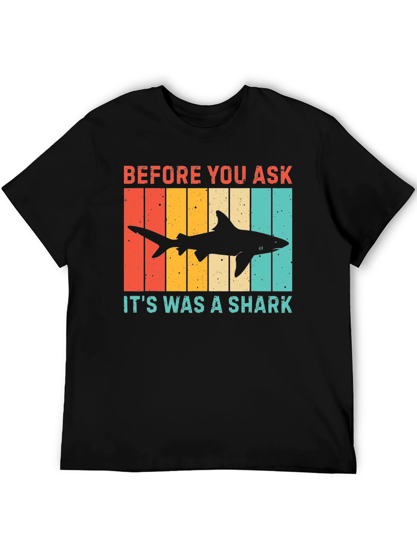 Black Retro Shark T-Shirt - Before You Ask Funny Tee view 5