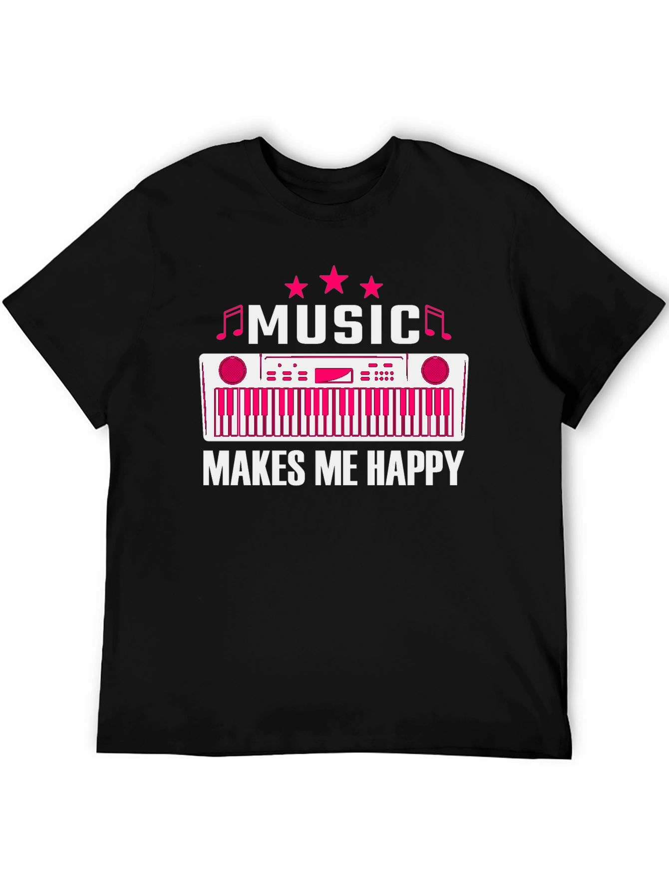 Black Music Makes Me Happy T-Shirt - Keyboard Design view 5