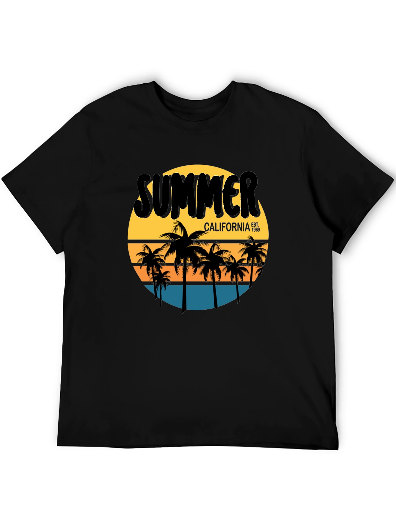 Black Summer California Graphic Tee - Palm Tree T-Shirt view 5