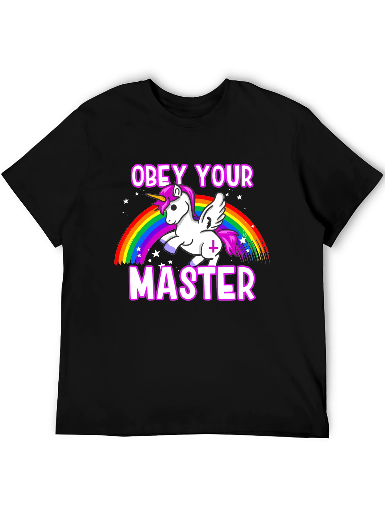 Black Obey Your Master Unicorn Graphic T-Shirt view 5
