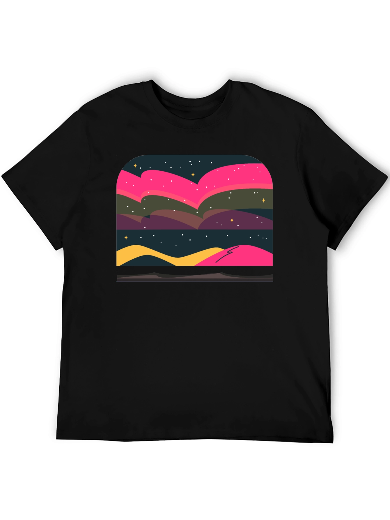 Black Northern Lights Graphic Tee - Black view 5